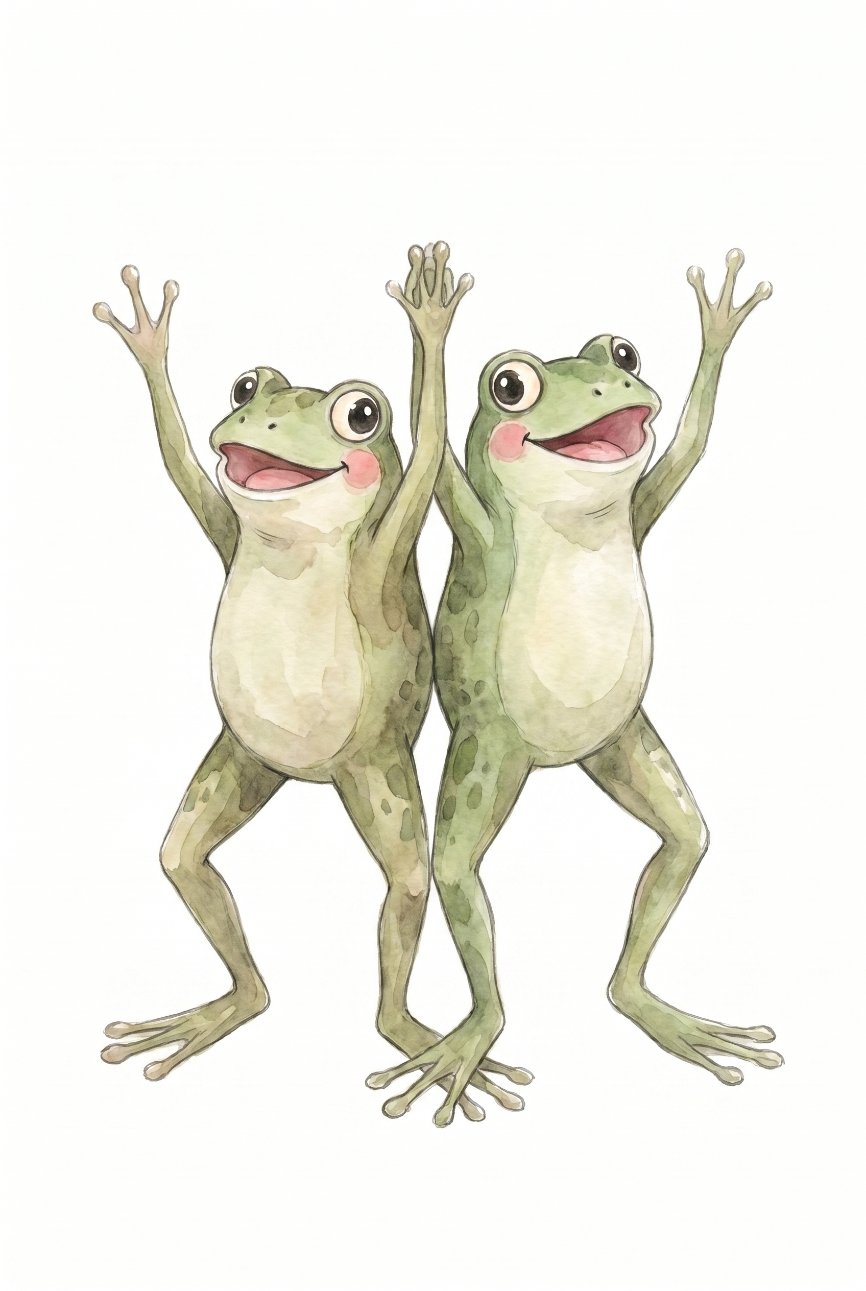 Rosy Cheek Cheering Frogs Wall Art - Happy Frog Duo