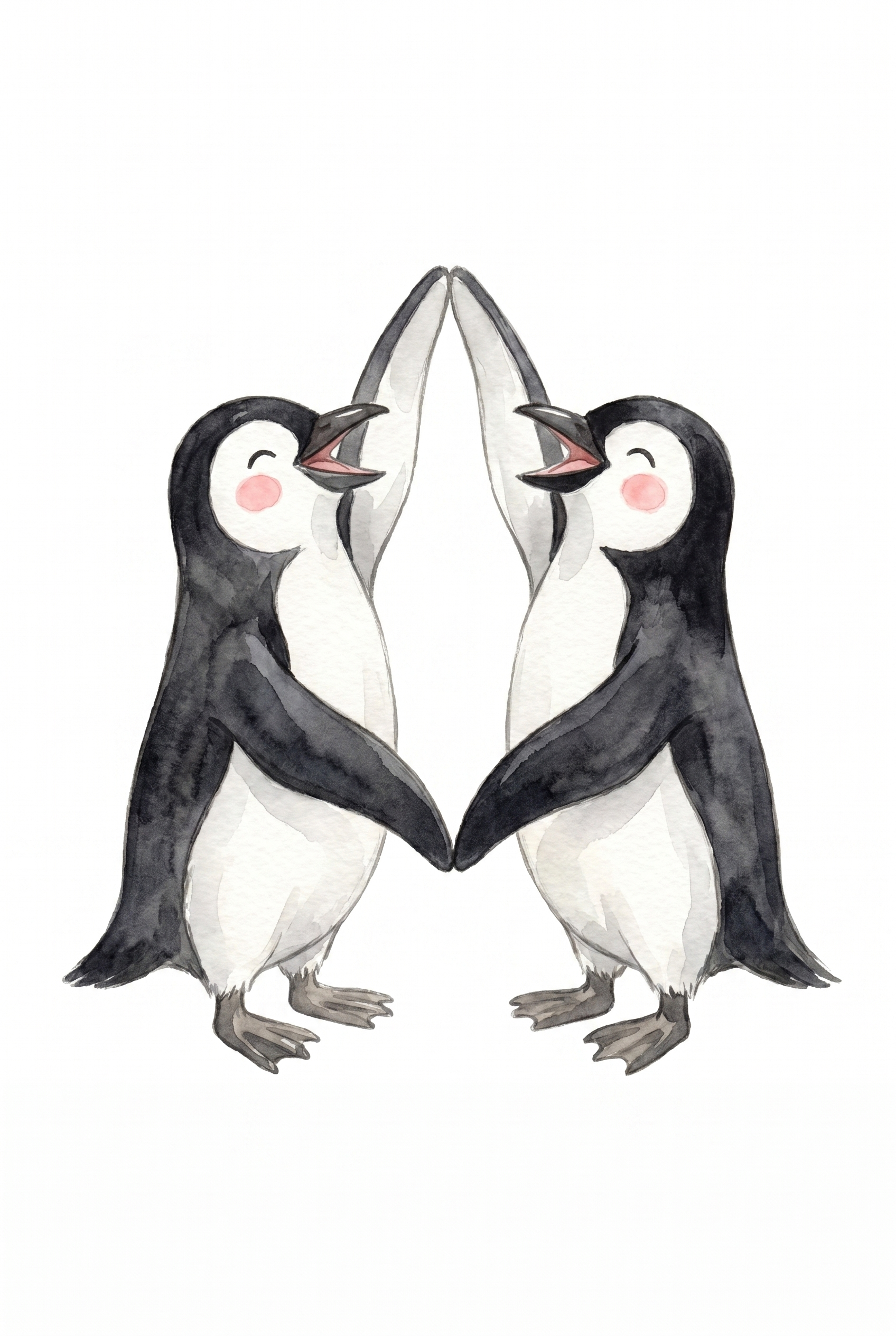 Rosy Cheek Dancing Penguin Wall Art - Penguin High Five