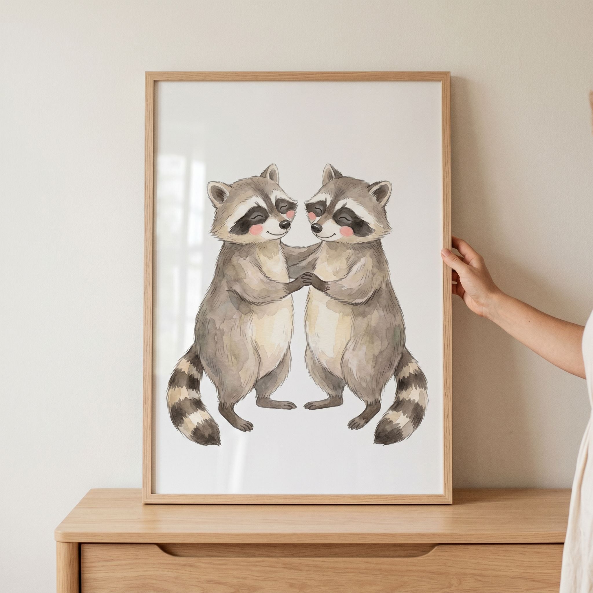 Rosy Cheek Dancing Raccoons Wall Art - Sweet Raccoon Duo