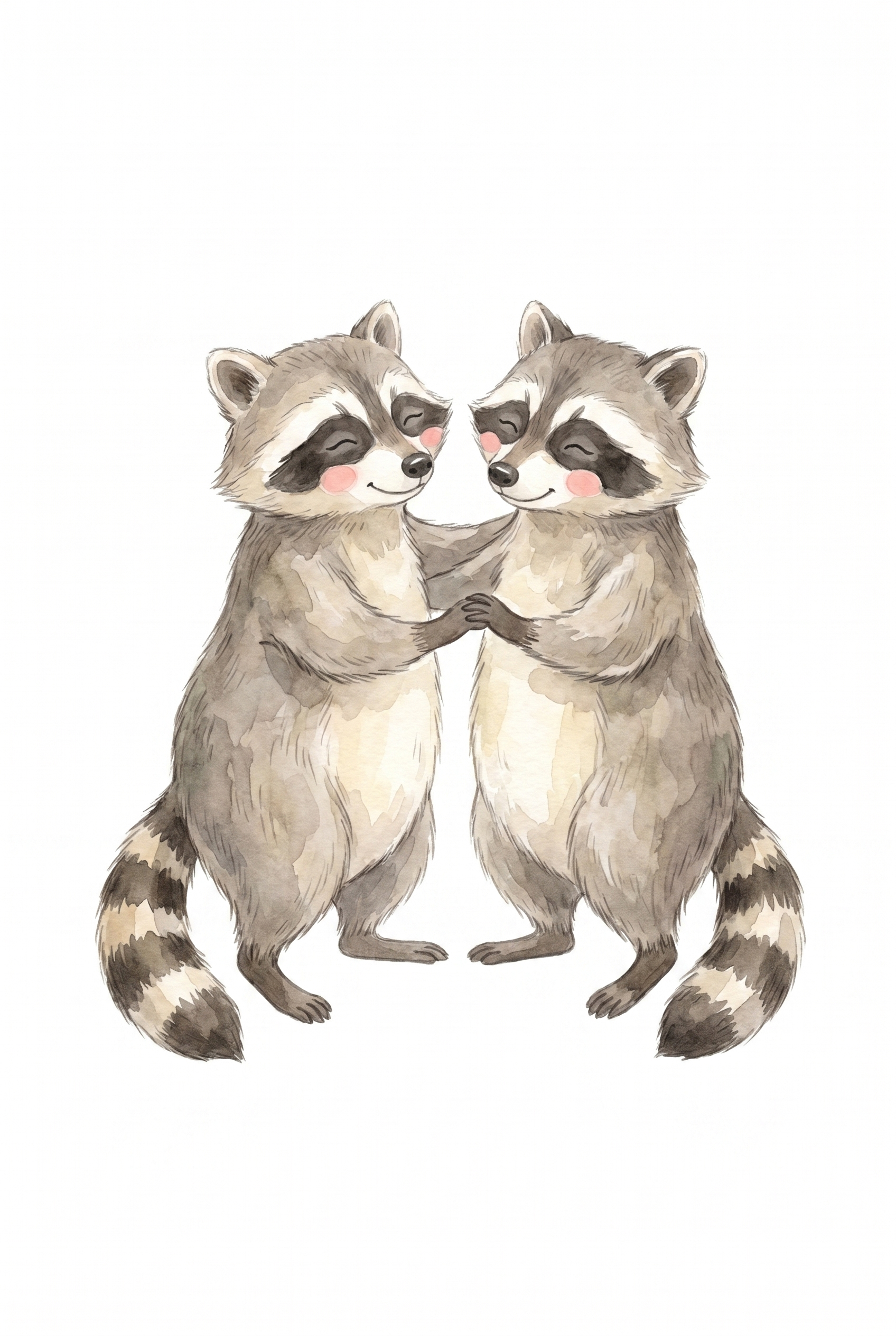 Rosy Cheek Dancing Raccoons Wall Art - Sweet Raccoon Duo