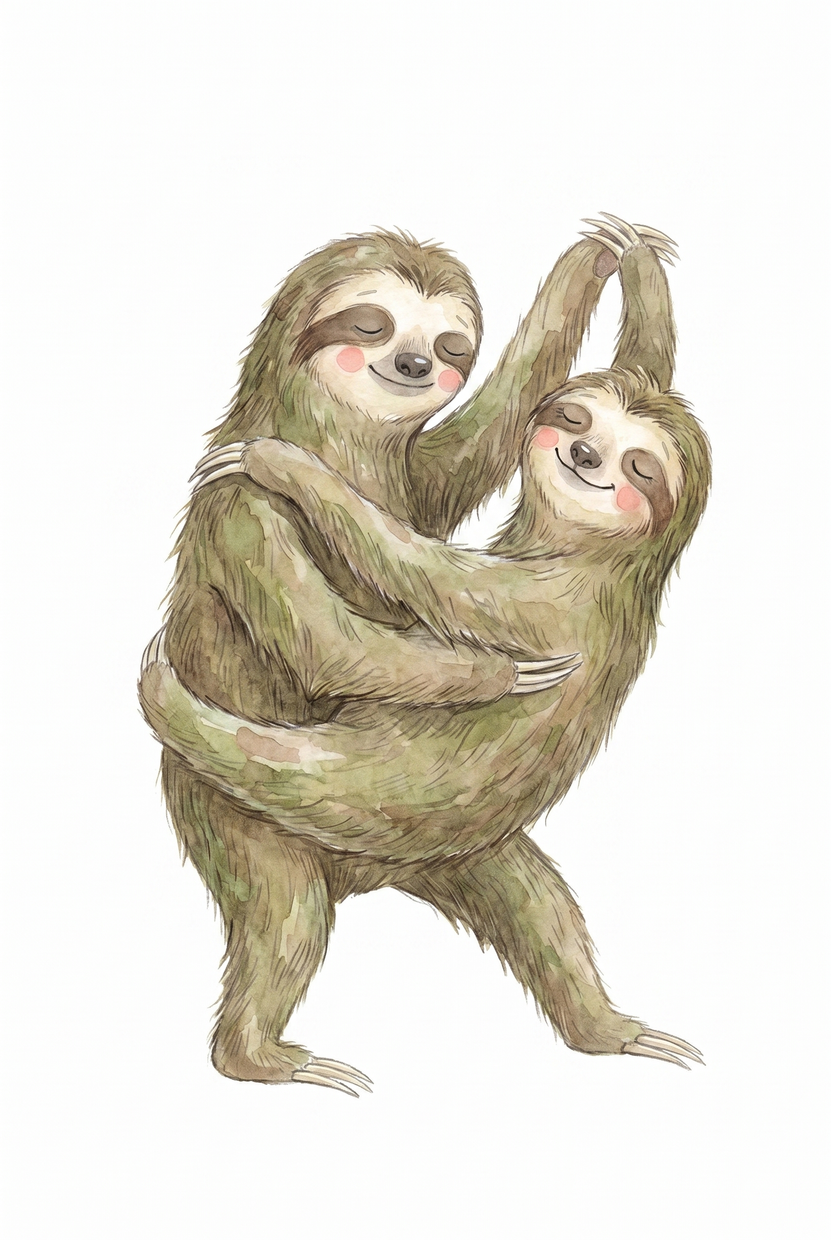 Rosy Cheek Dancing Sloth Print - Slow Motion Waltz
