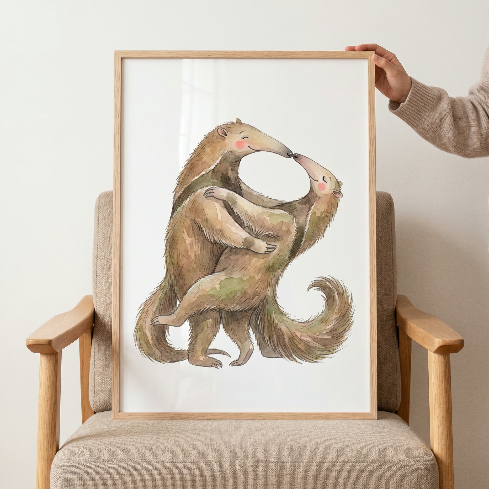 Rosy Cheek Hugging Anteaters Wall Art - Wildwood Waltz