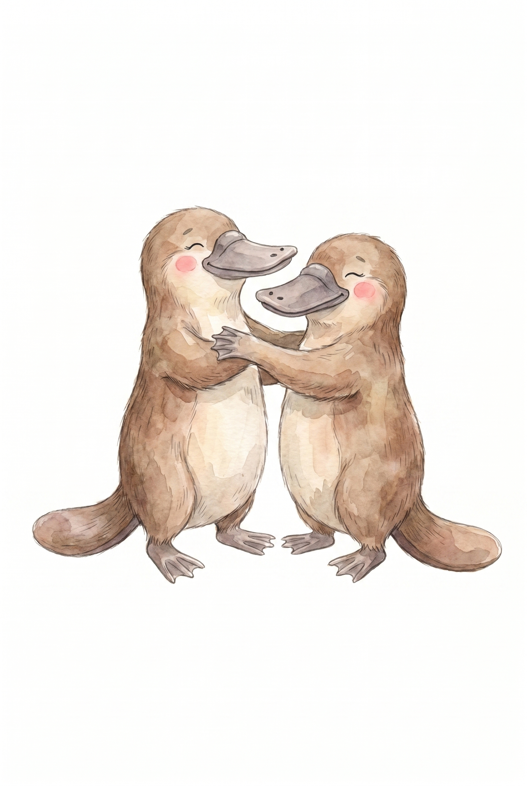 Rosy Cheek Hugging Platypus Wall Art - Platypus Snuggle