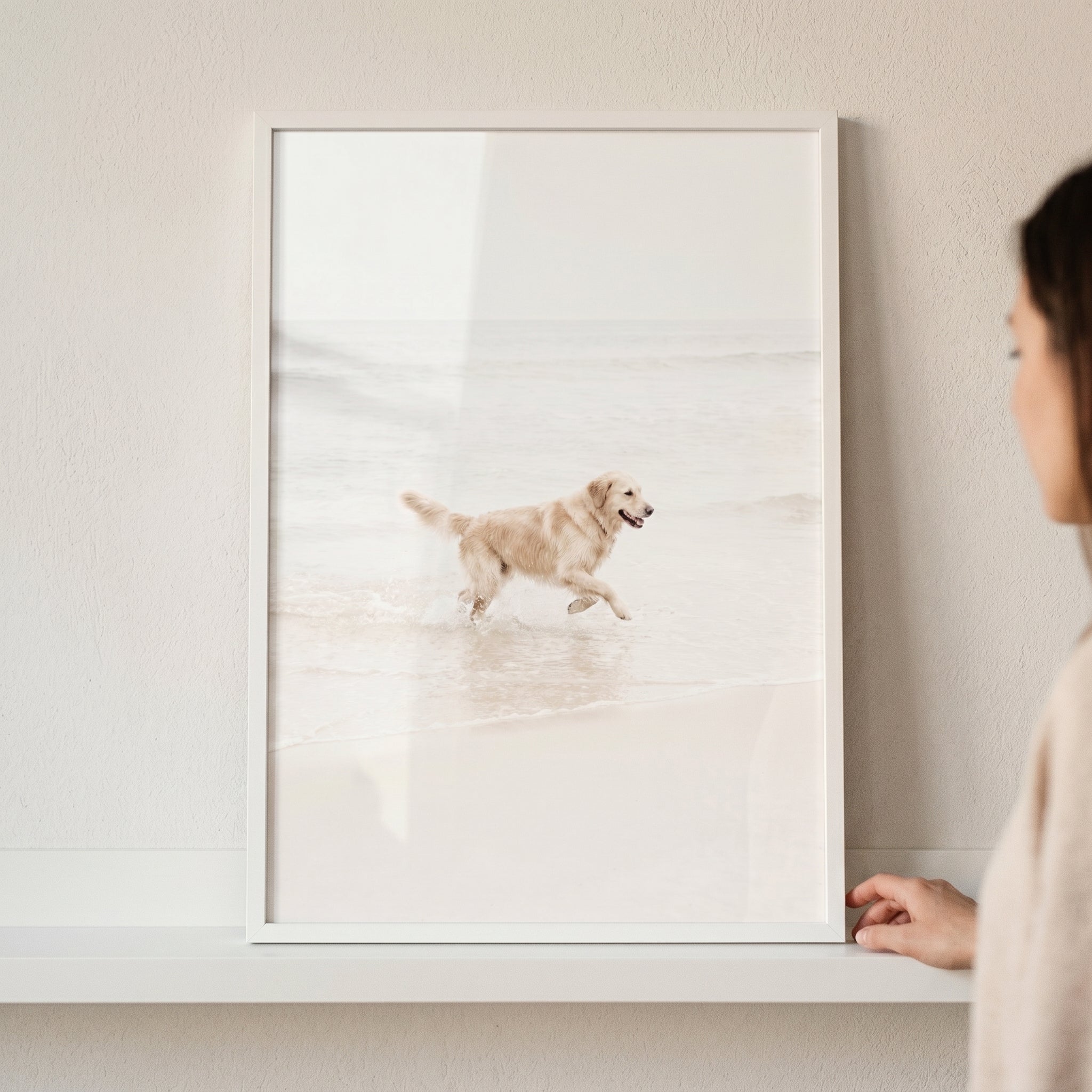Running Beach Golden Retriever Wall Art - Golden Beach Sprint