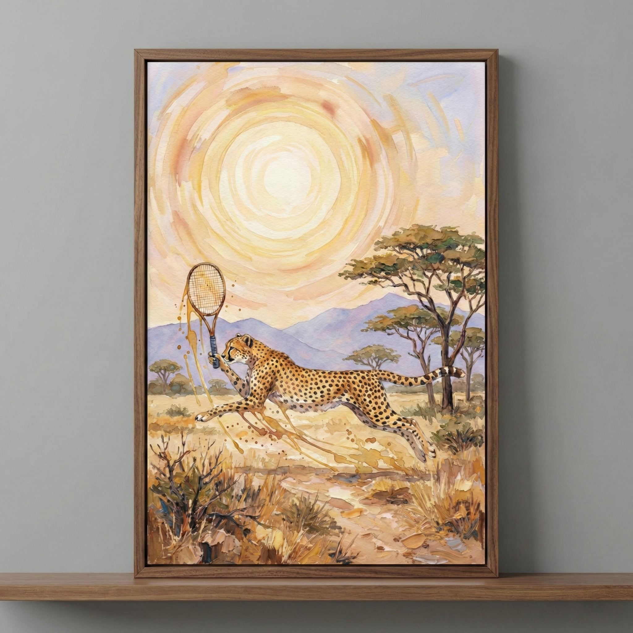 Running Cheetah Wall Art - Savanna Tennis Sprint