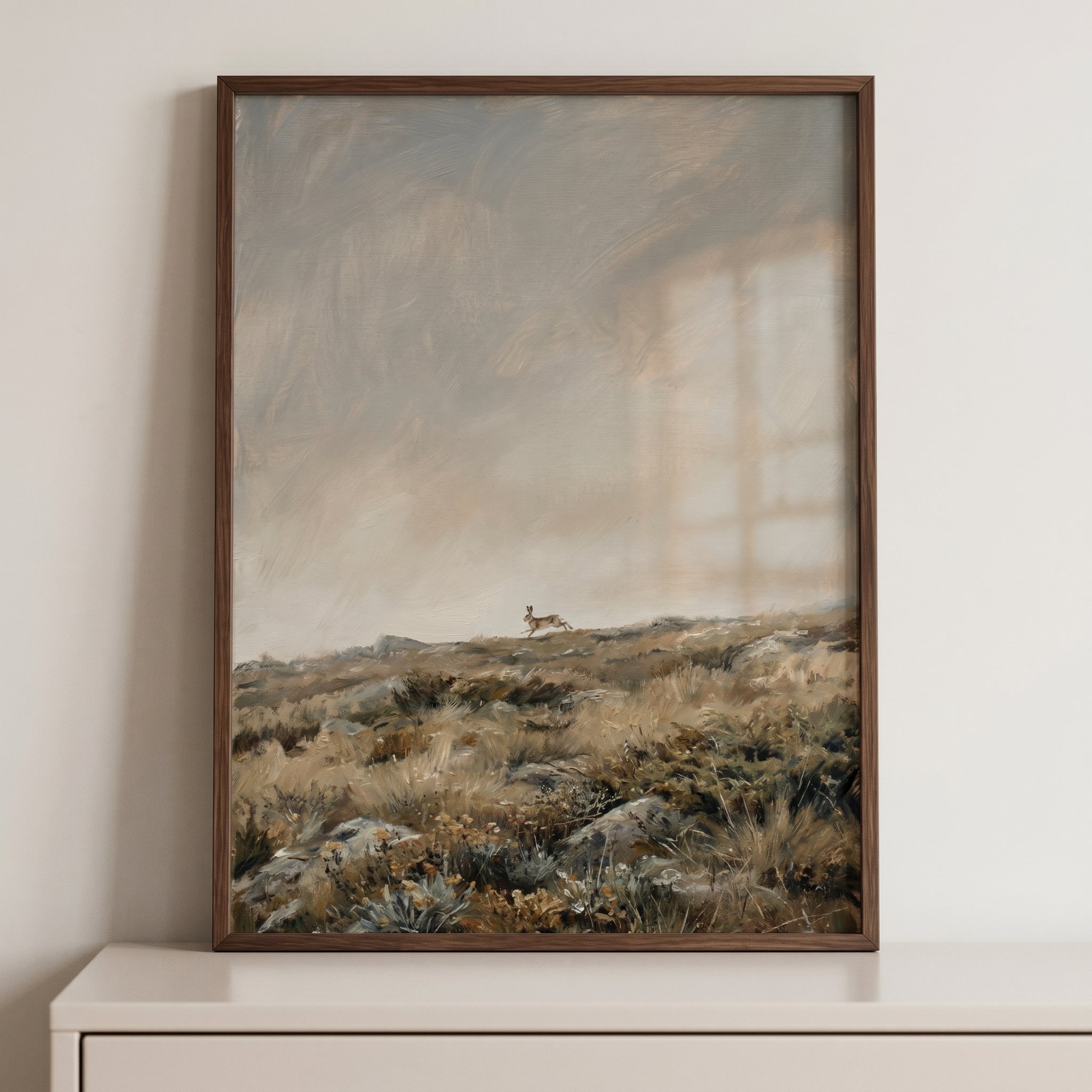 Running Moorland Wild Bunny Wall Art - Wild Moorland Runner