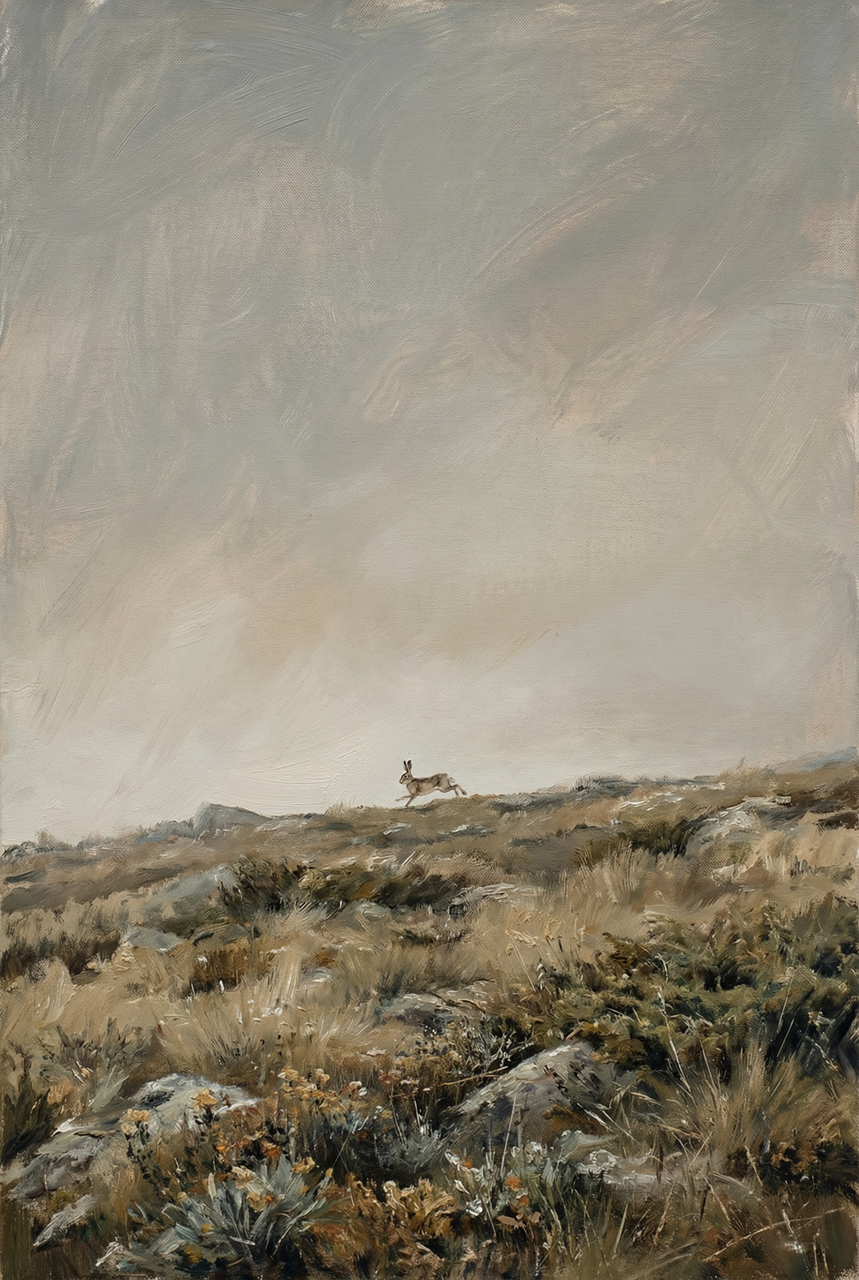 Running Moorland Wild Bunny Wall Art - Wild Moorland Runner
