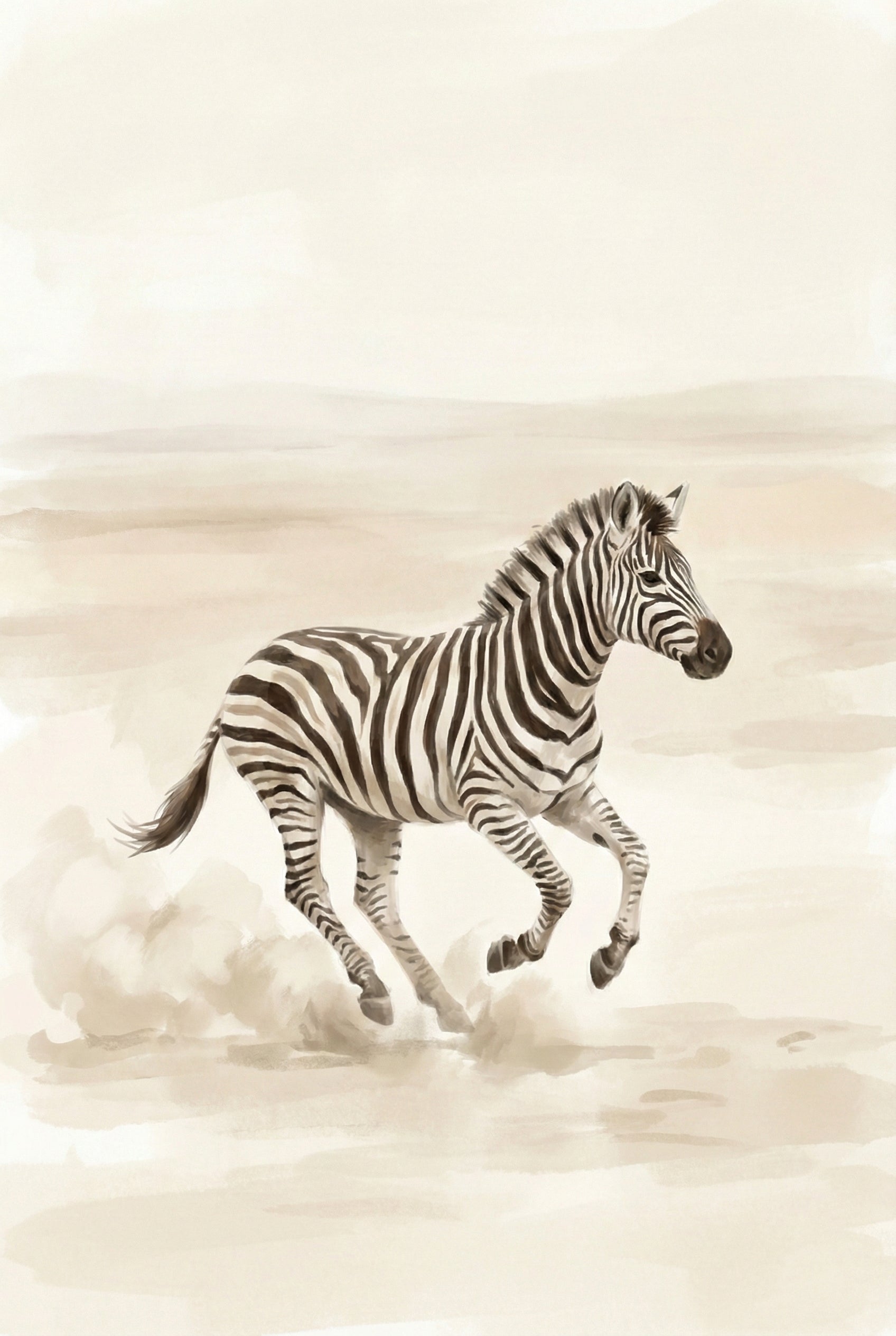 Running Zebra Nursery Decor Wall Art - Striped Savannah Sprint