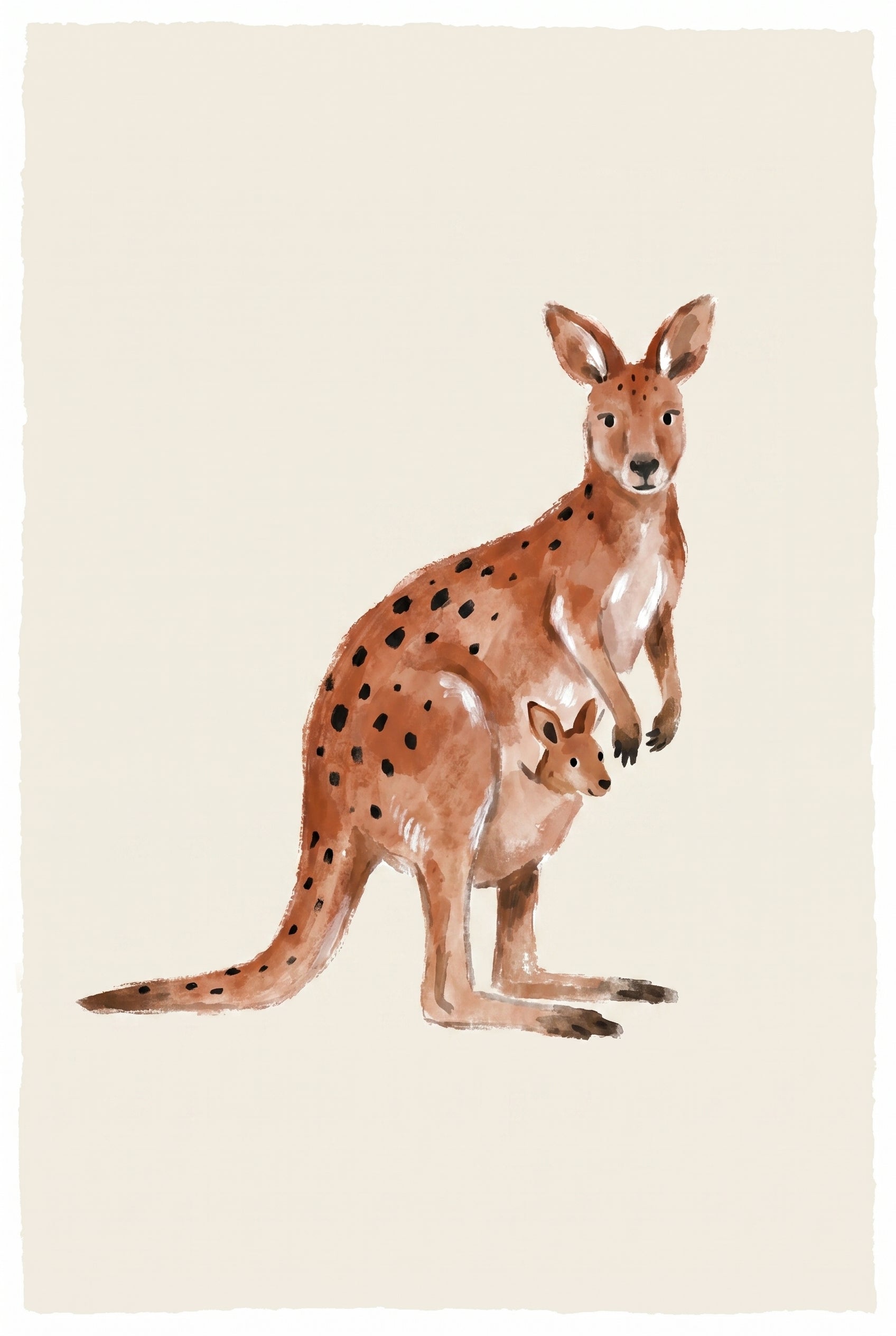 Rust Spotted Watercolor Kangaroo Wall Art - Spotted Outback Mother