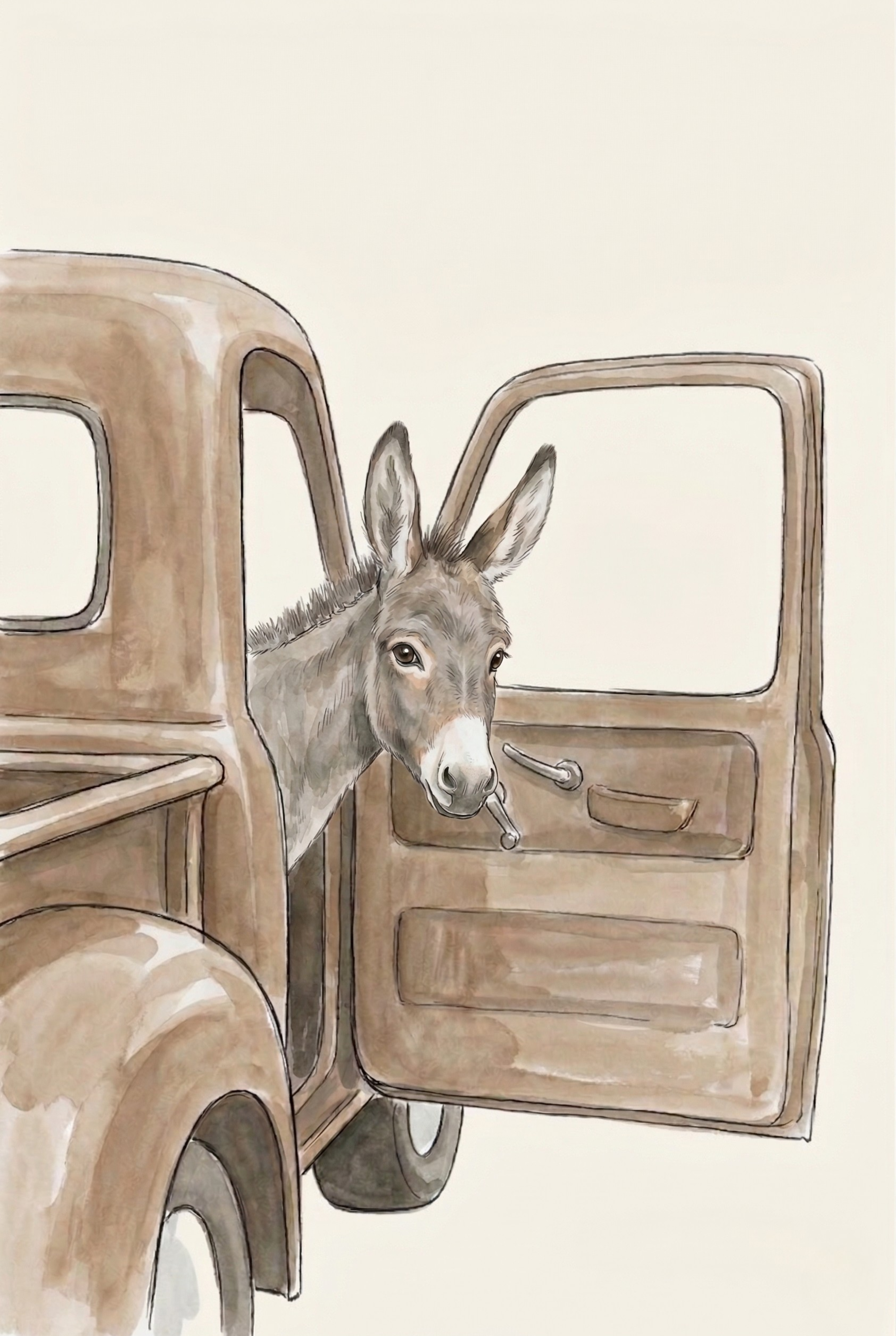 Rustic Brown Truck Donkey Wall Art - Rustic Truck Ride