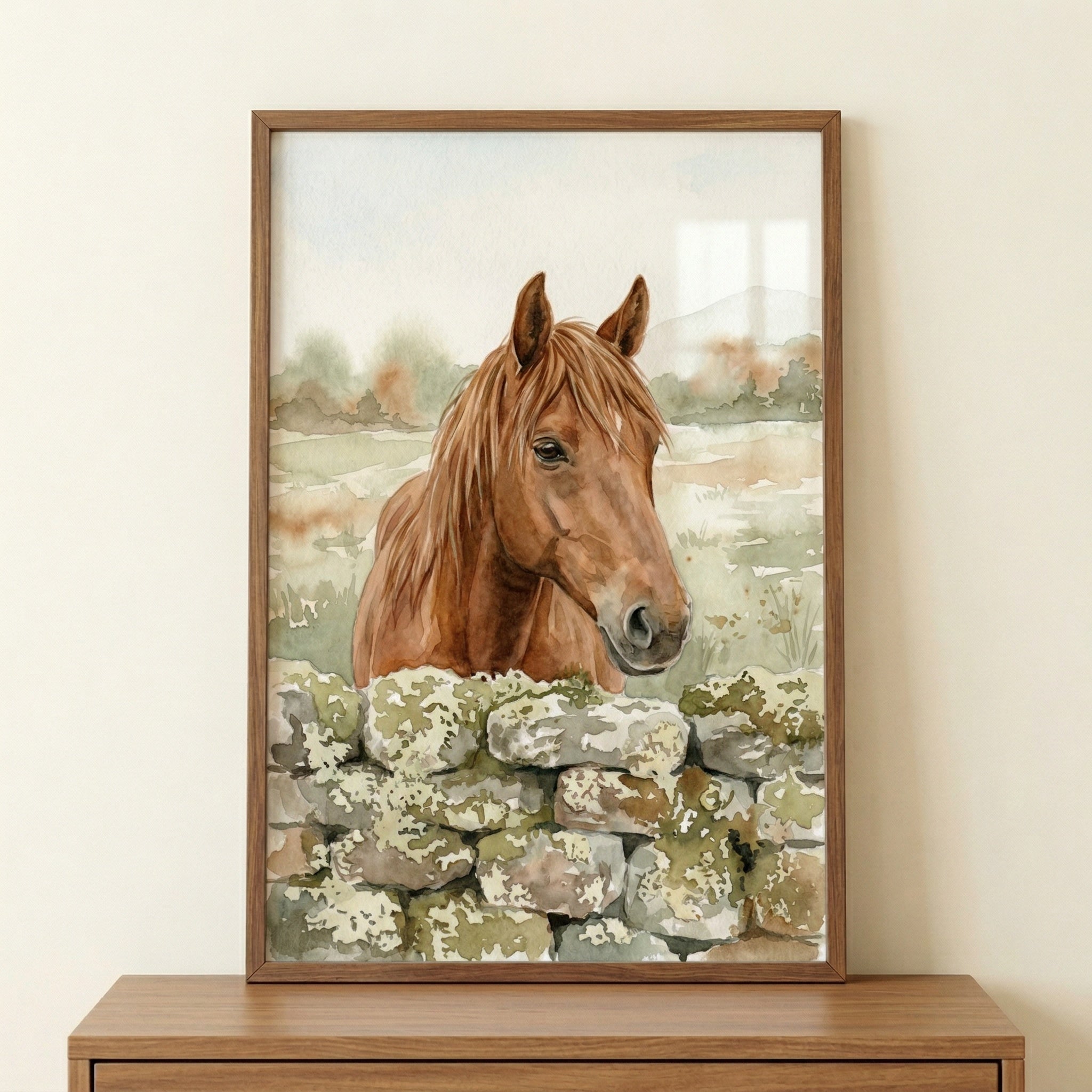 Rustic Meadow Chestnut Horse Artwork - Stony Meadow Gaze