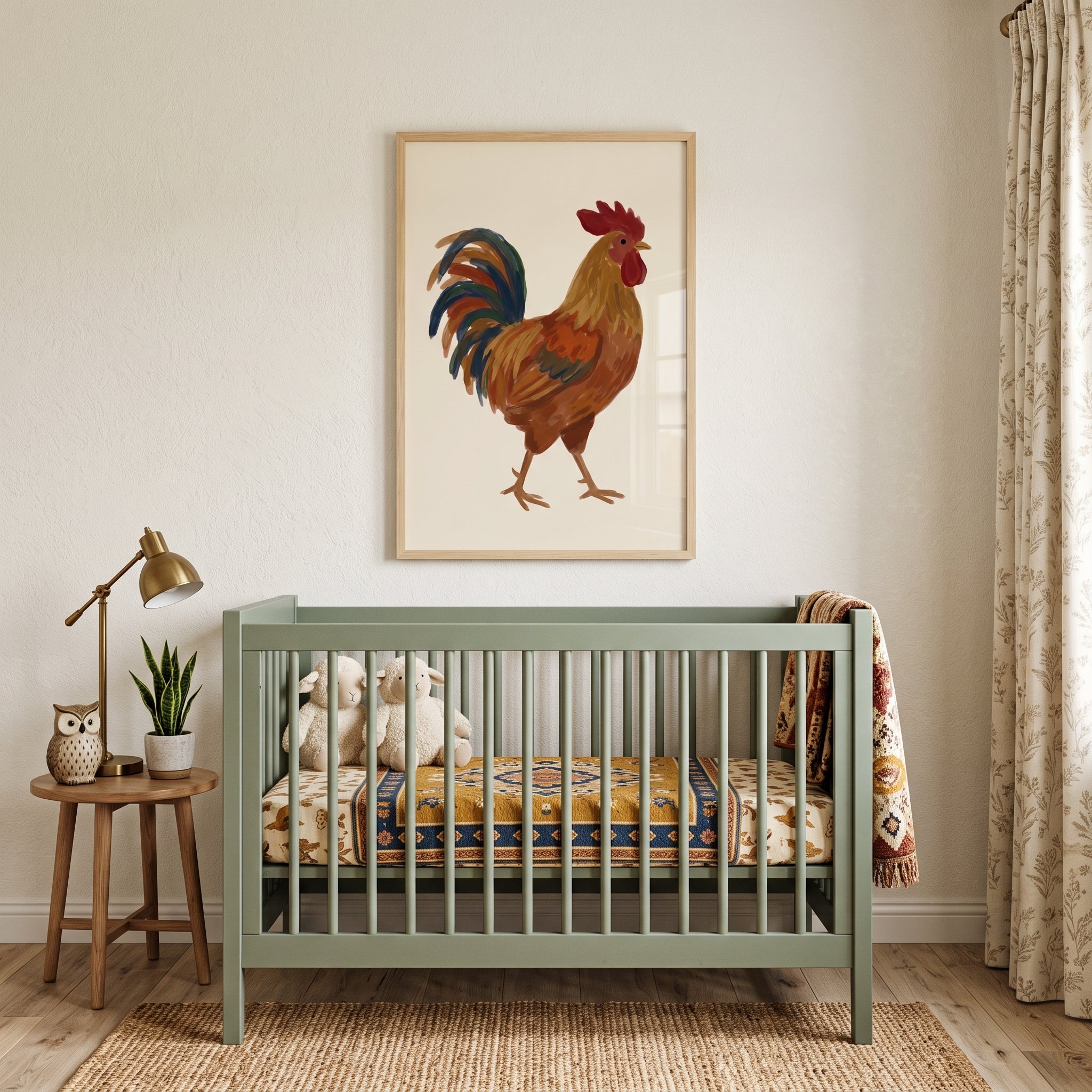 Rustic Orange Brown Rooster Wall Art - Golden Dawn Rooster