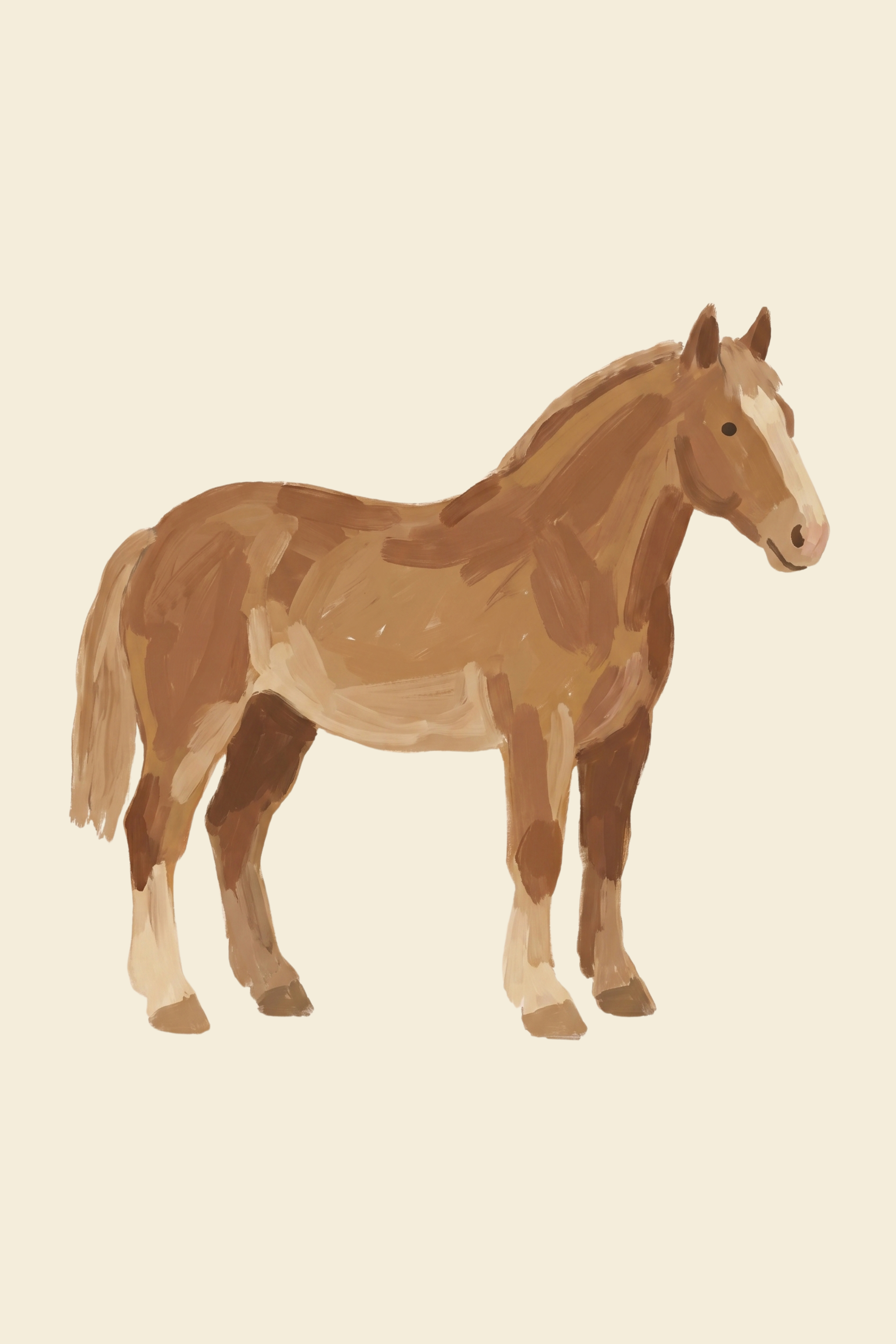 Rustic Textured Bay Horse Wall Art - Majestic Chestnut Stallion