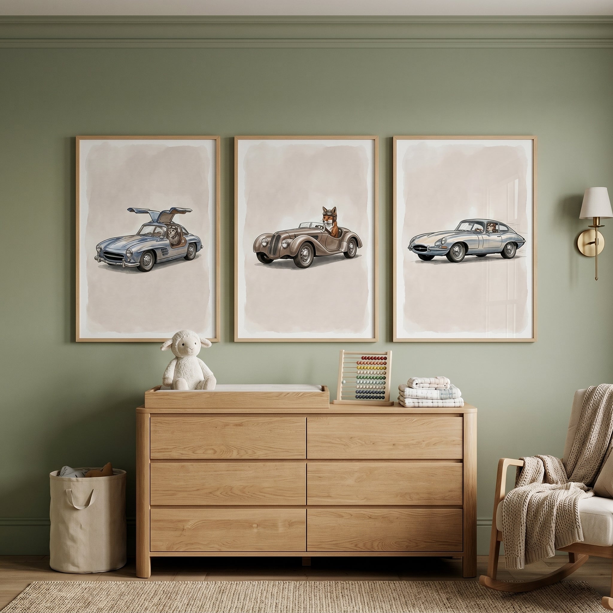 Rustic Vintage Car Animal Wall Art Set of 3 - Classic Car Critters