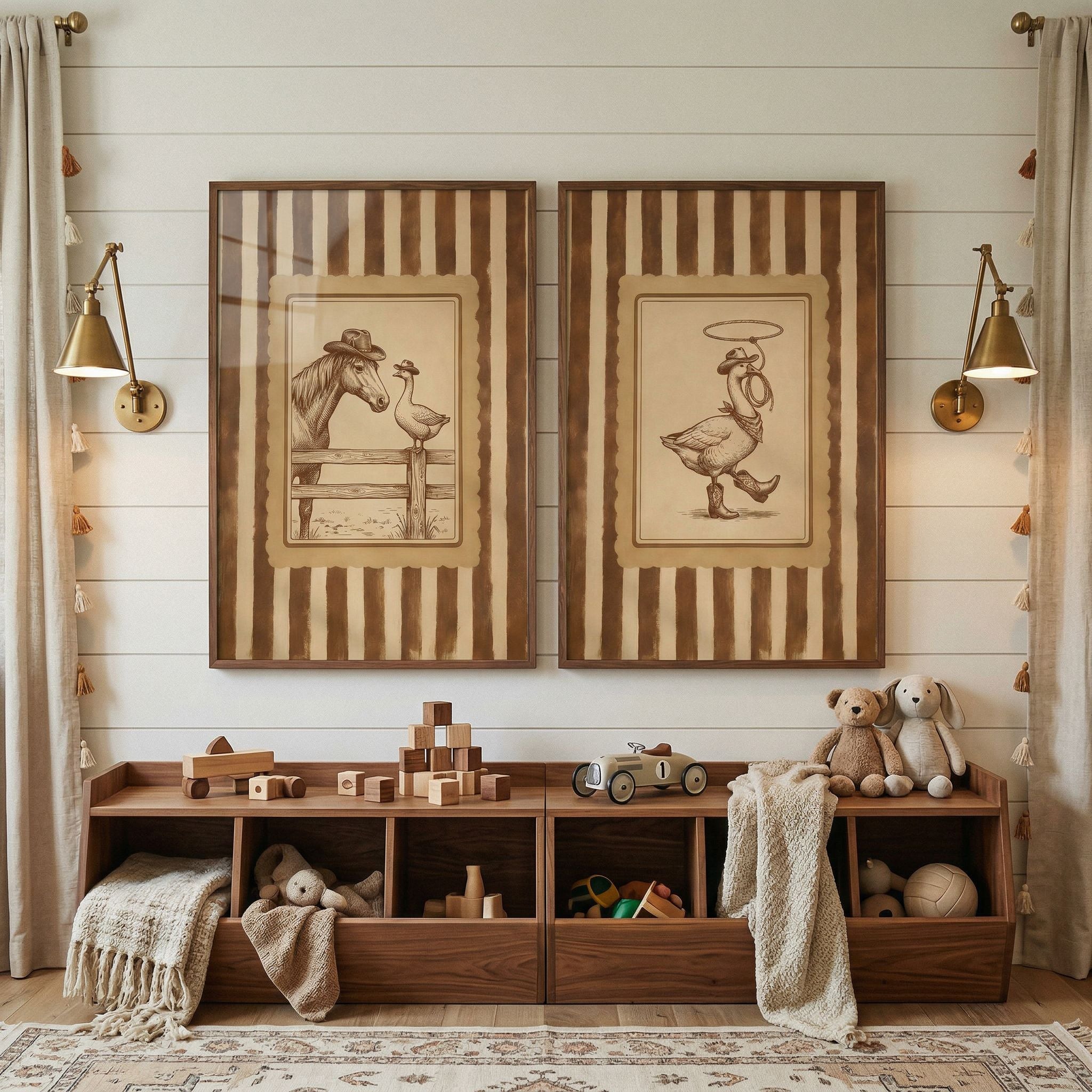 Rustic Western Sketch Goose Wall Art Set of 2 - Gander Gone West