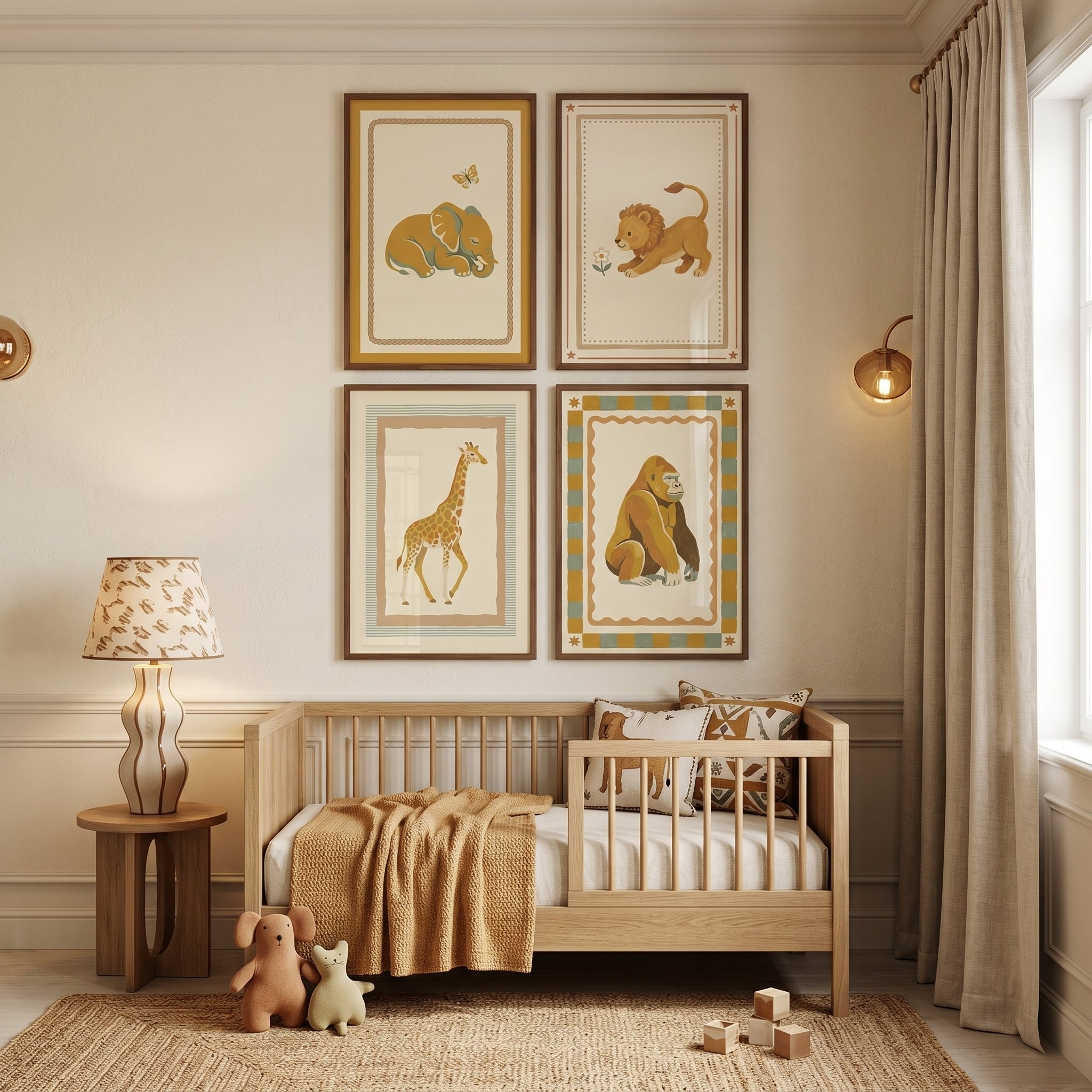Safari Animal Wall Art Set of 4 - Golden Safari Animals