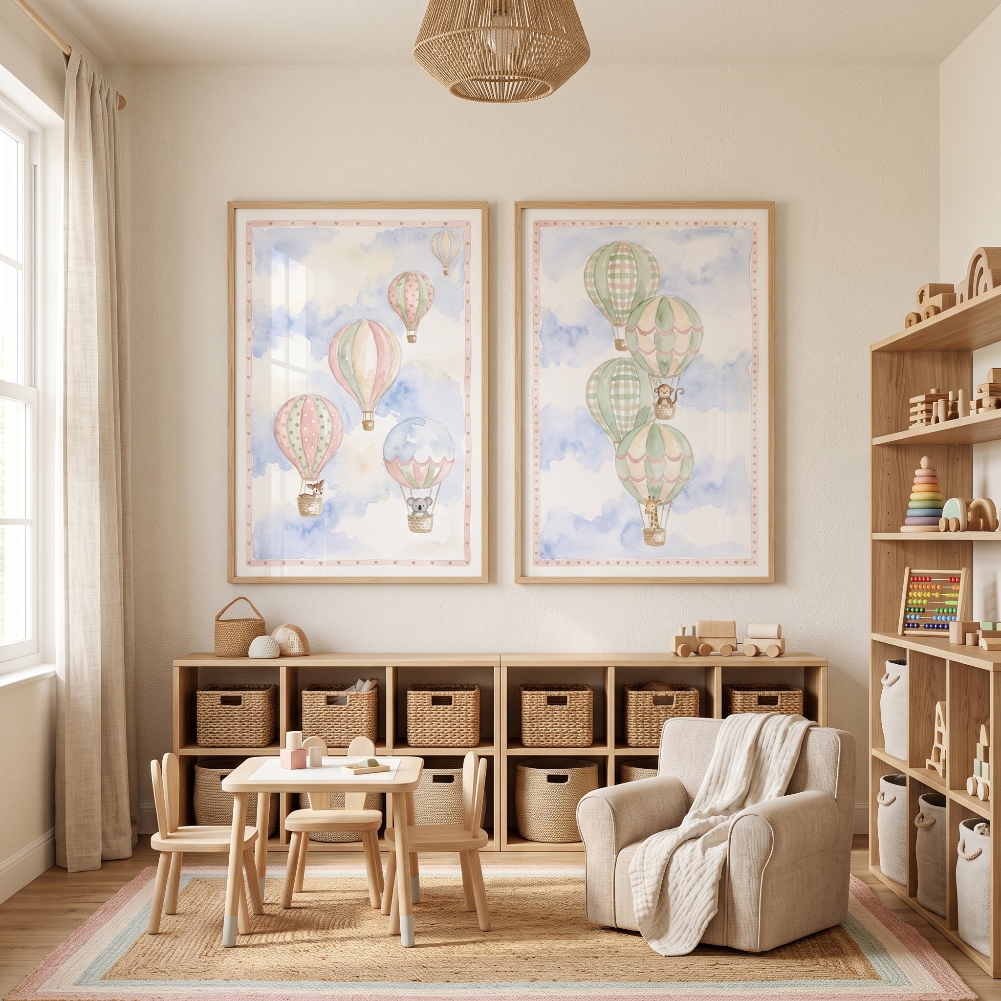 Safari Balloon Floating Animal Wall Art Set Of 2 - Sky Safari Friends