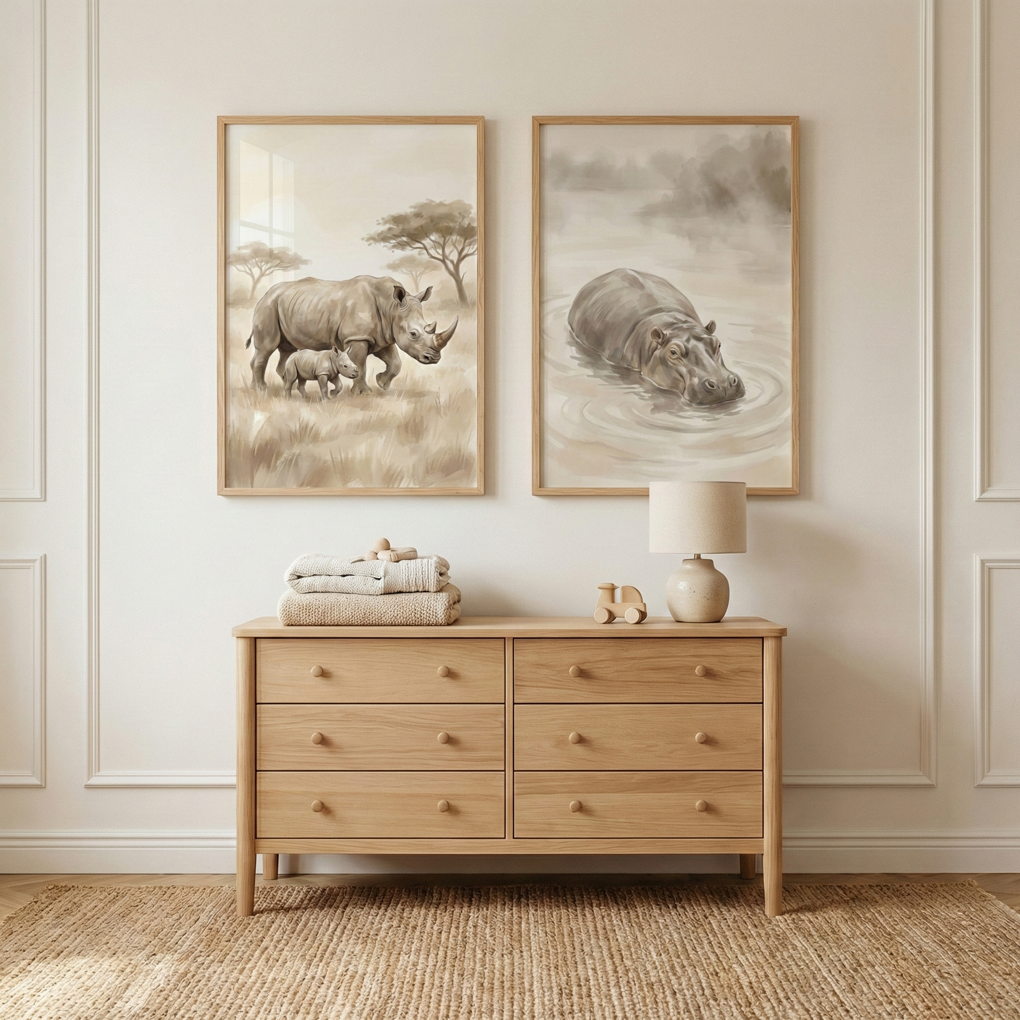 Safari Wall Art Set of 2 - Safari Animal Duo