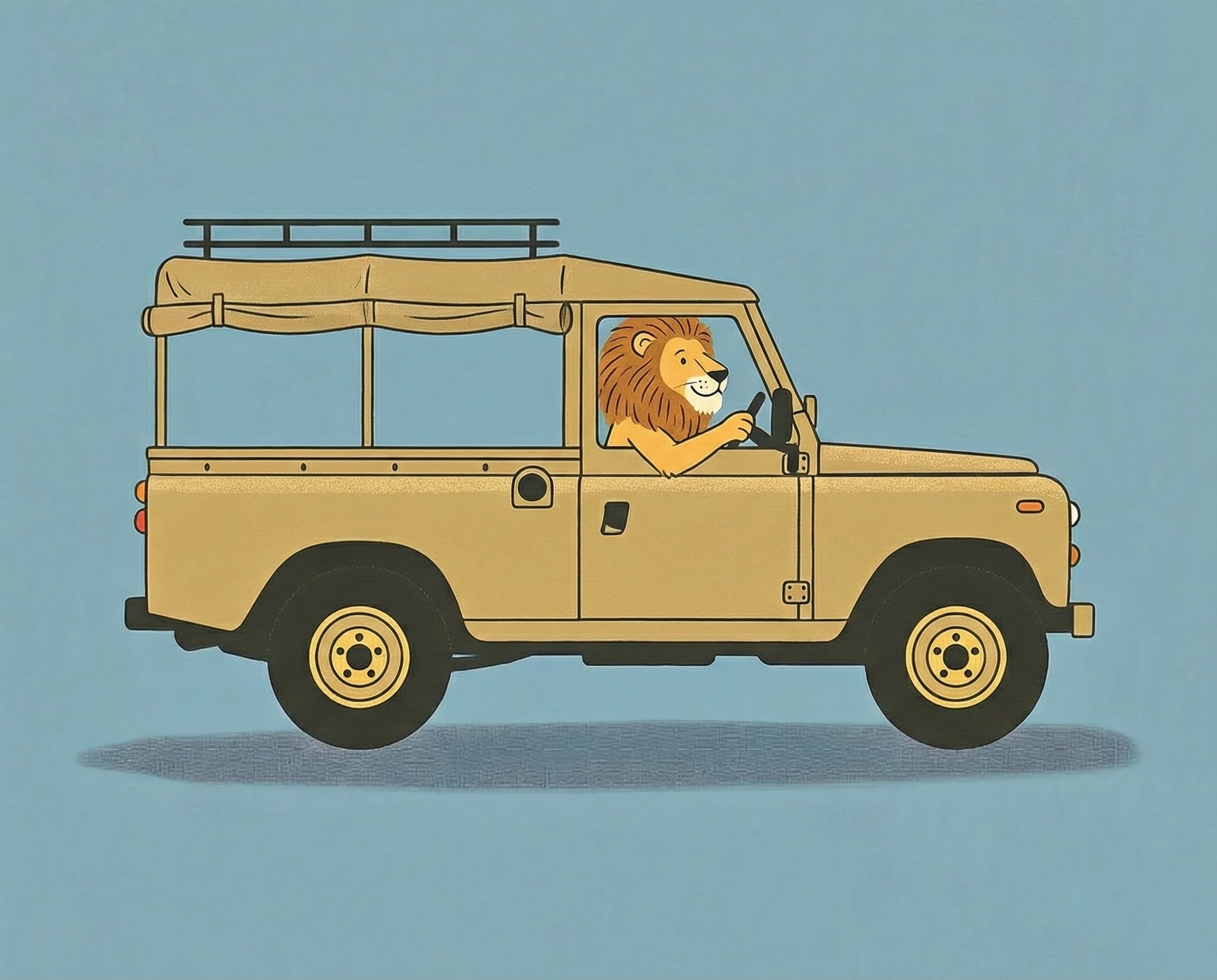 King's Road Trip - Safari Framed Wall Art for Nursery, Playroom or Kids Bedrooms