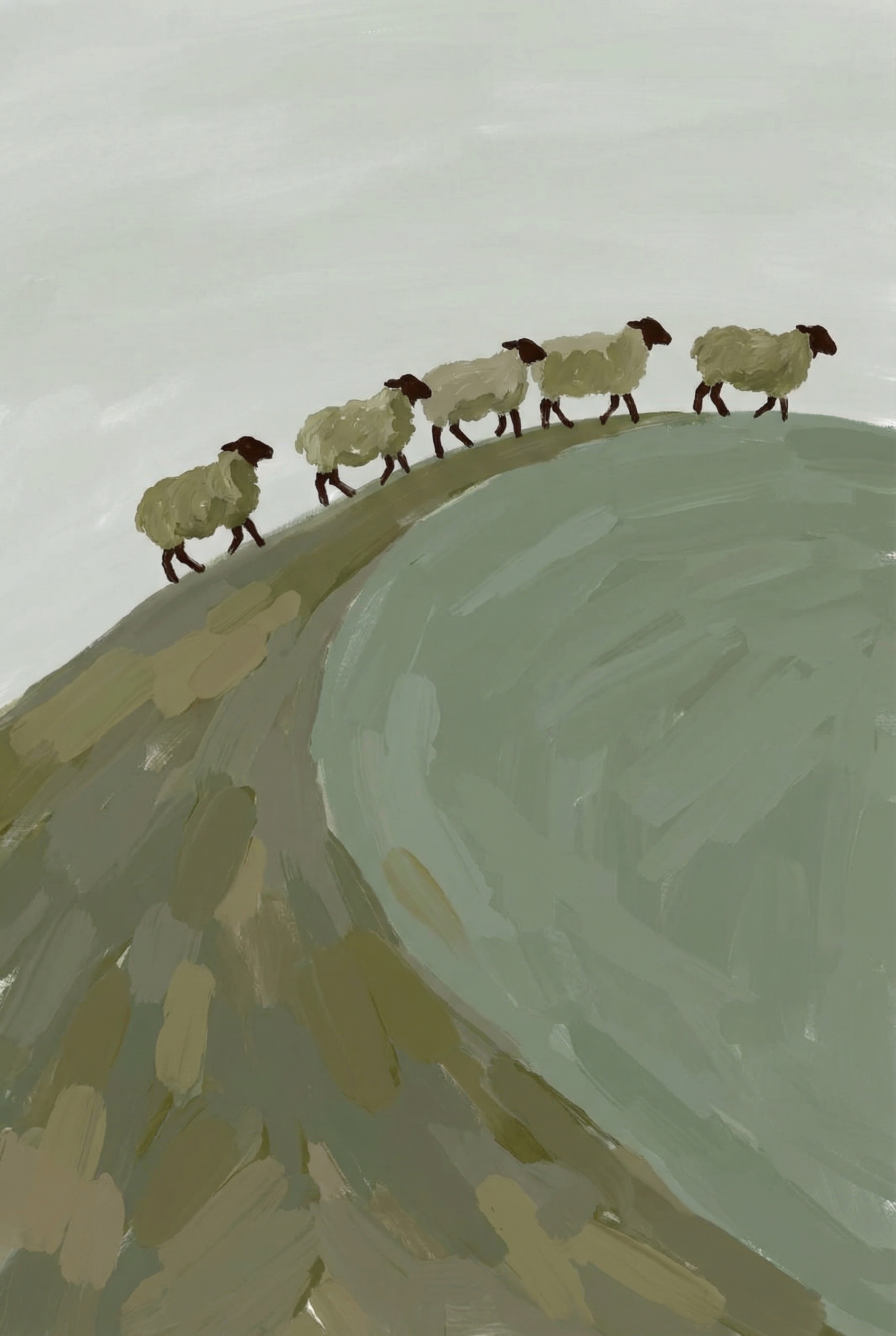 Sage Green Hill Sheep Wall Art - Green Hill Flock