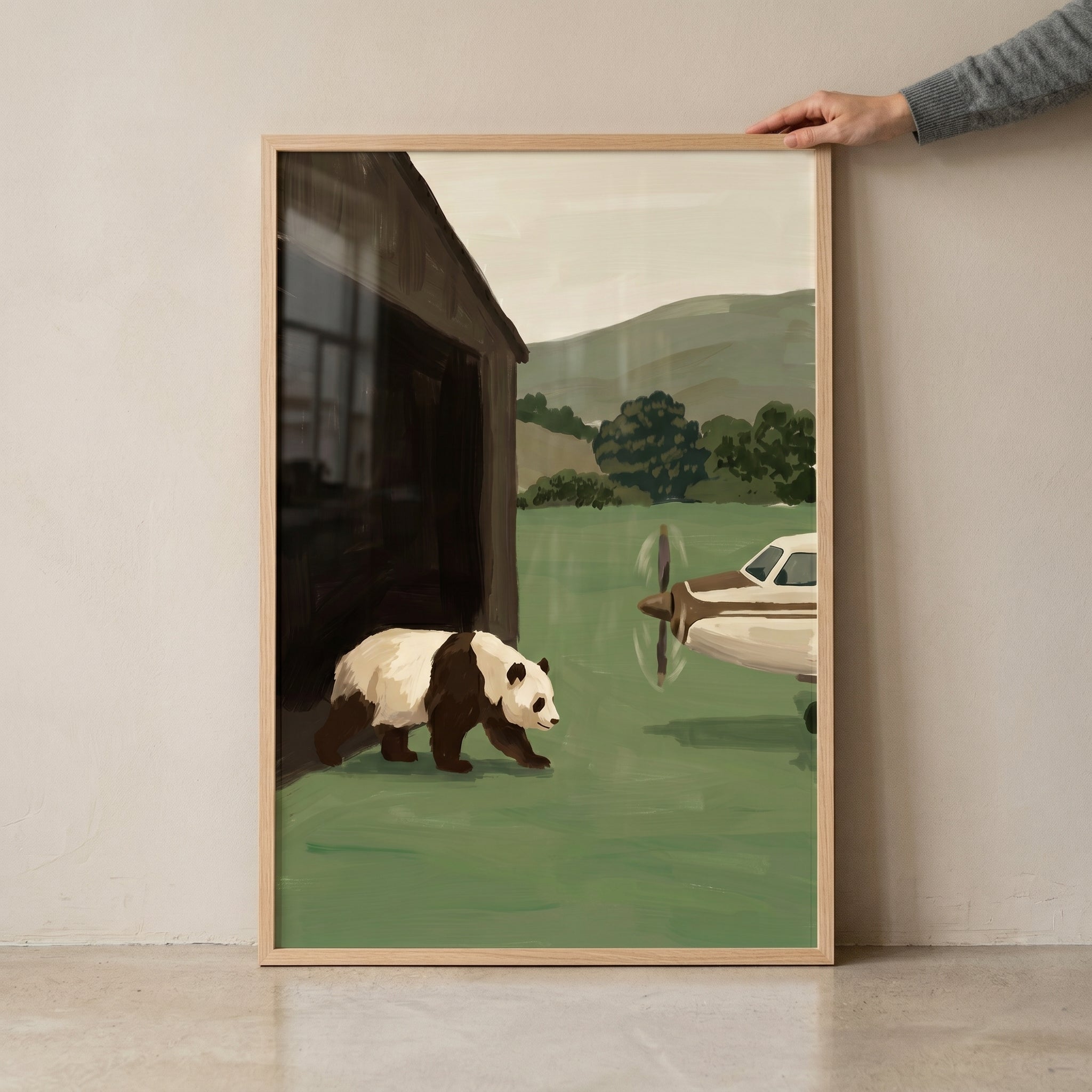 Sage Green Landscape Panda Artwork - Panda Flight Prep
