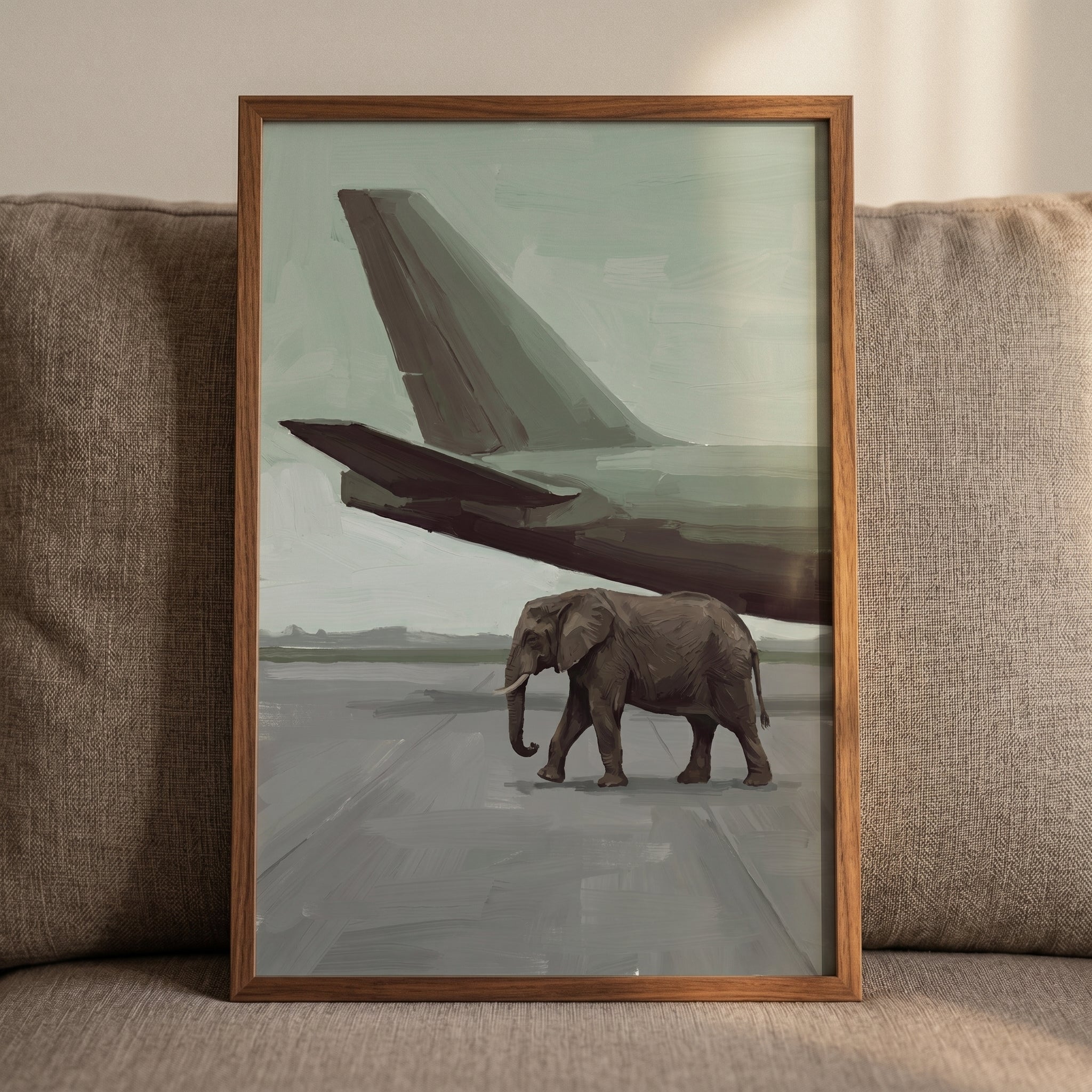 Sage Green Runway Elephant Wall Art - Runway Giant