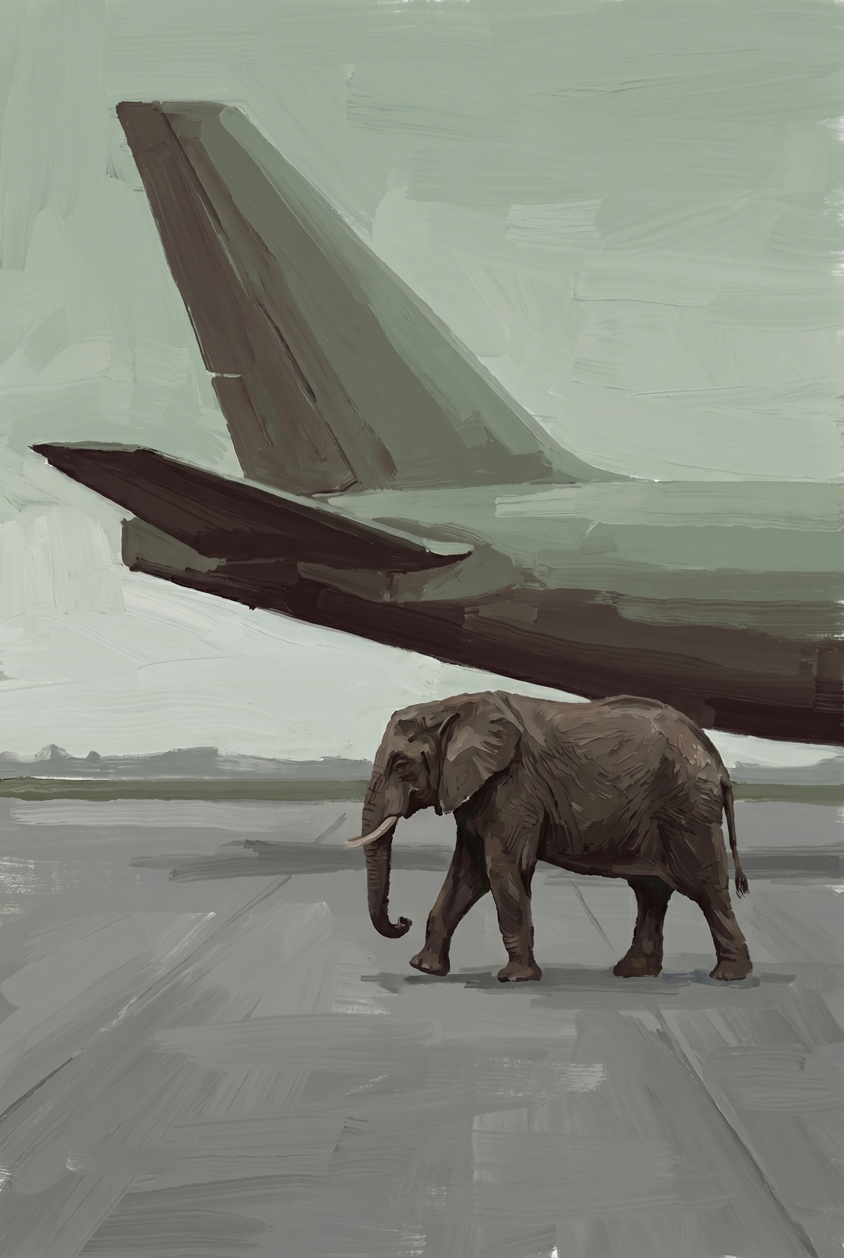 Sage Green Runway Elephant Wall Art - Runway Giant