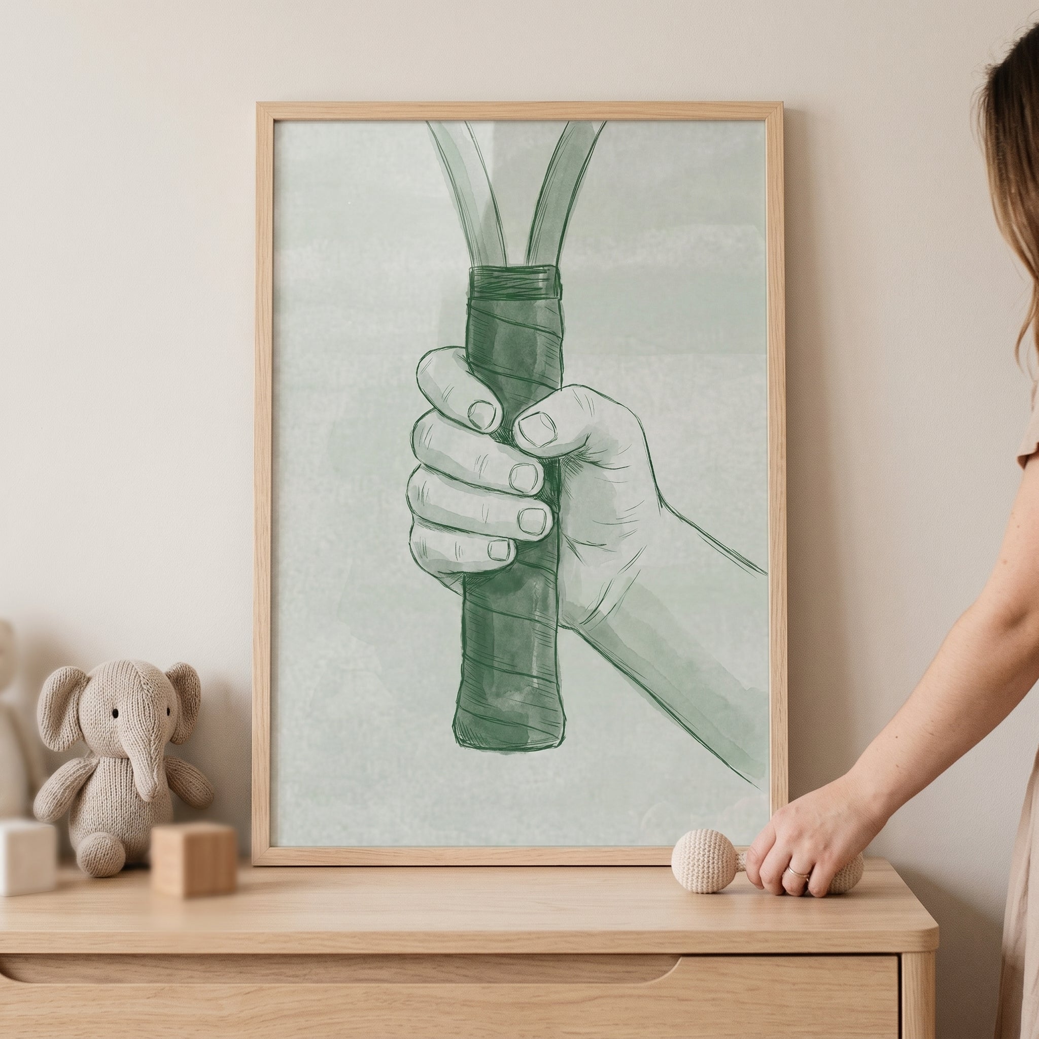 Sage Green Tennis Wall Art - The Firm Grip