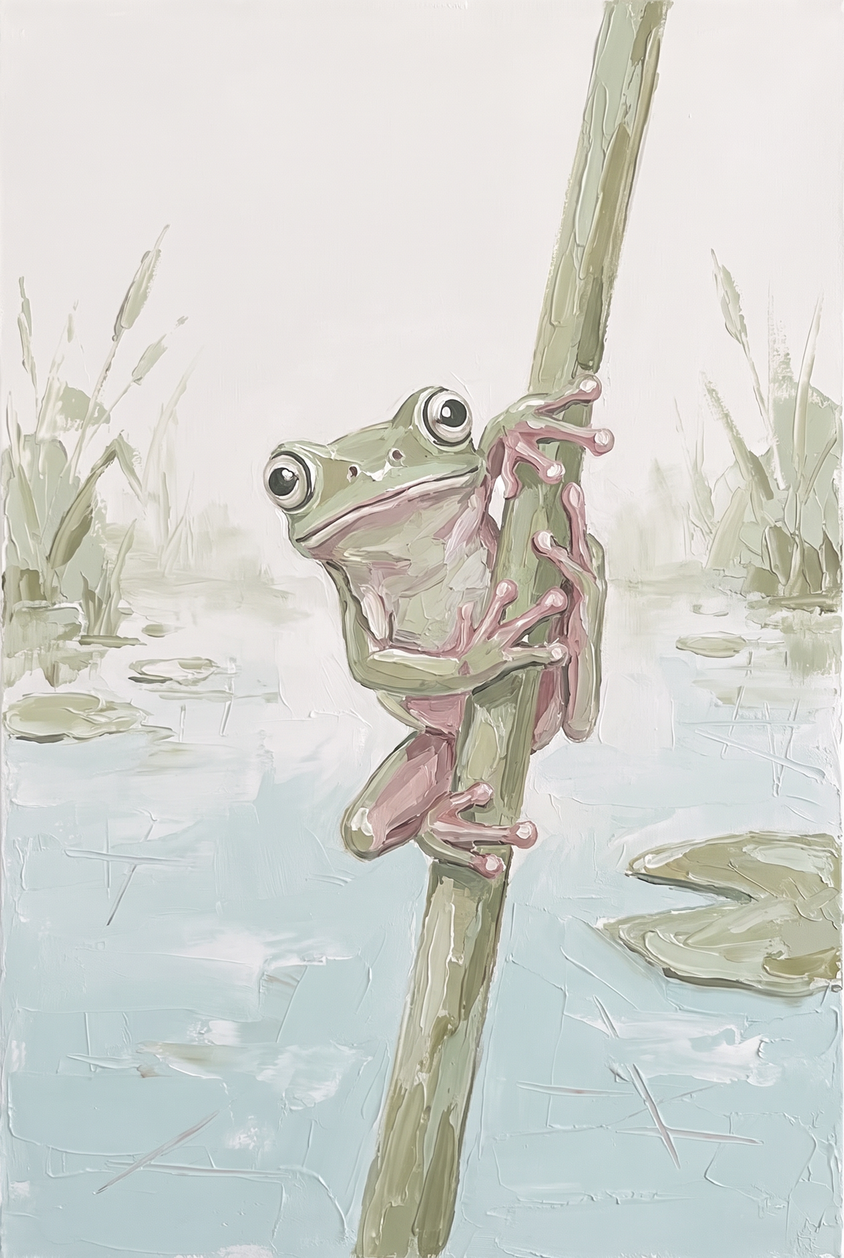 Sage Green Tree Frog Wall Art - Gentle Green Climber