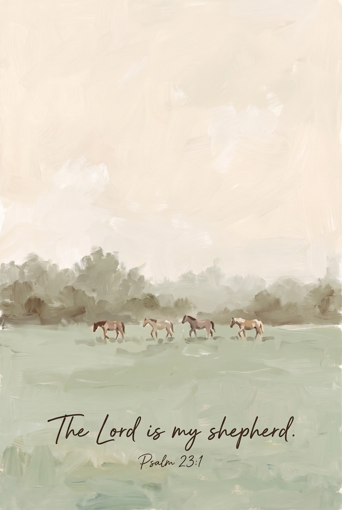 Sage Psalm 23 Horse Wall Art - Peaceful Pastures