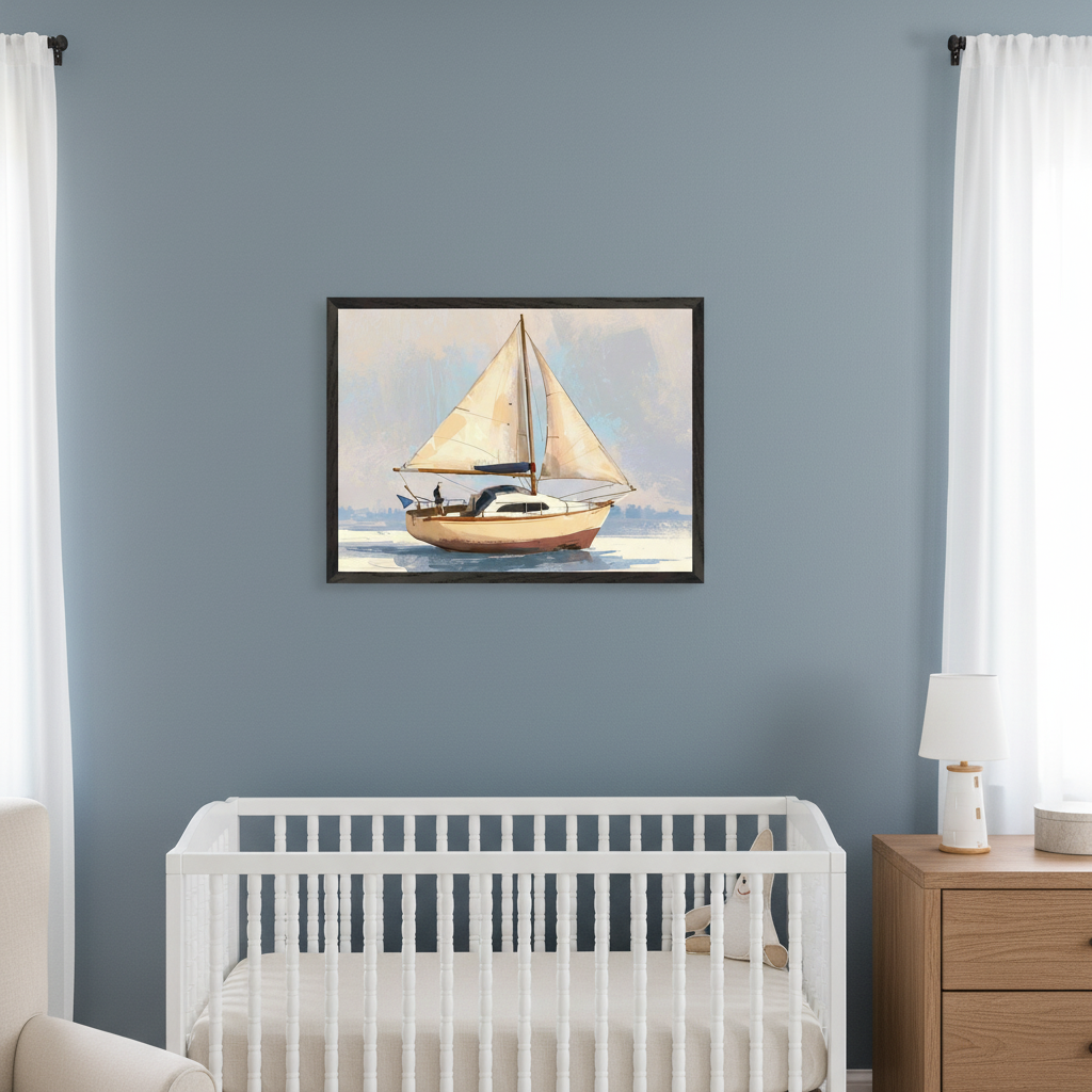 Nautical Sailboat Wall Art for Nursery, Playroom or Kids Bedrooms - Coastal Adventure Decor - Smooth Sailing