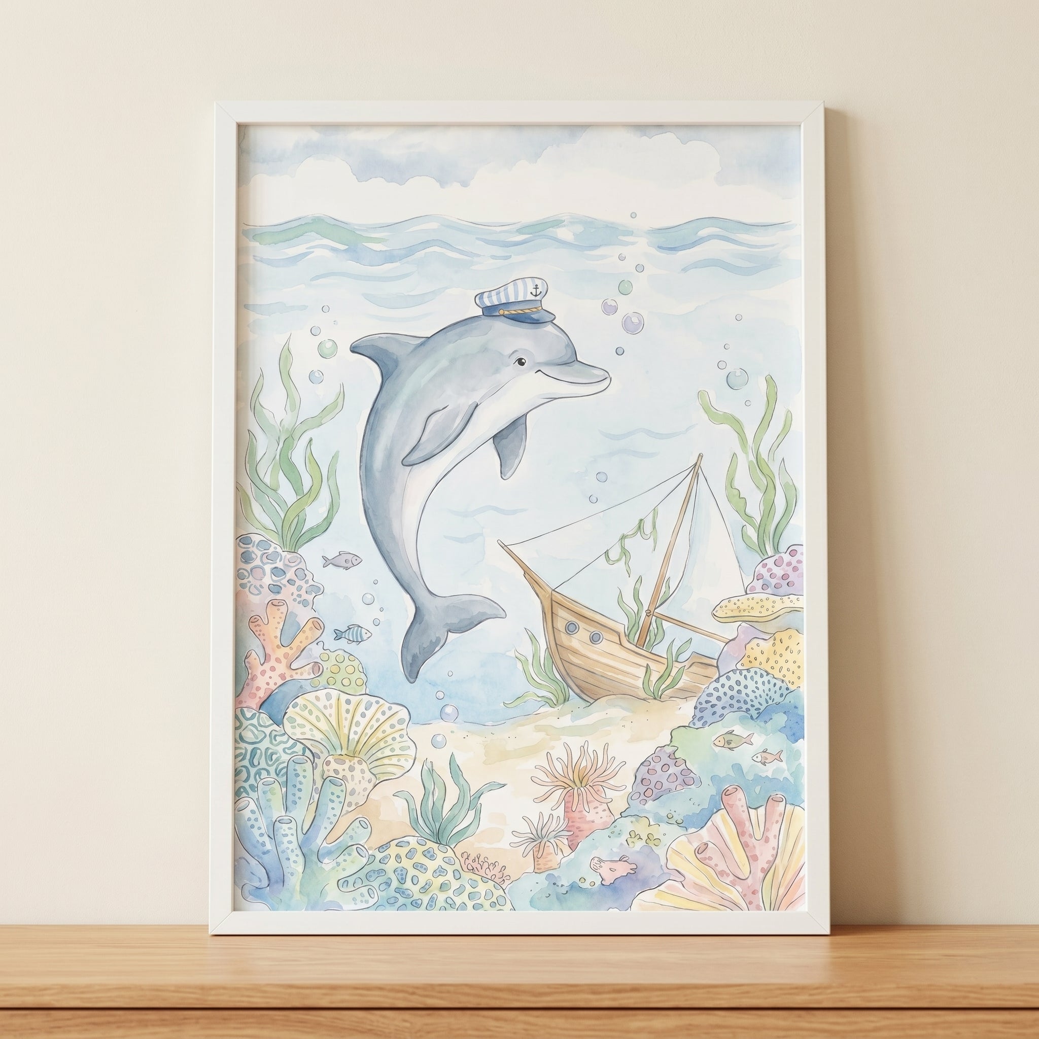 Sailor Hat Dolphin Wall Art - Little Sea Captain