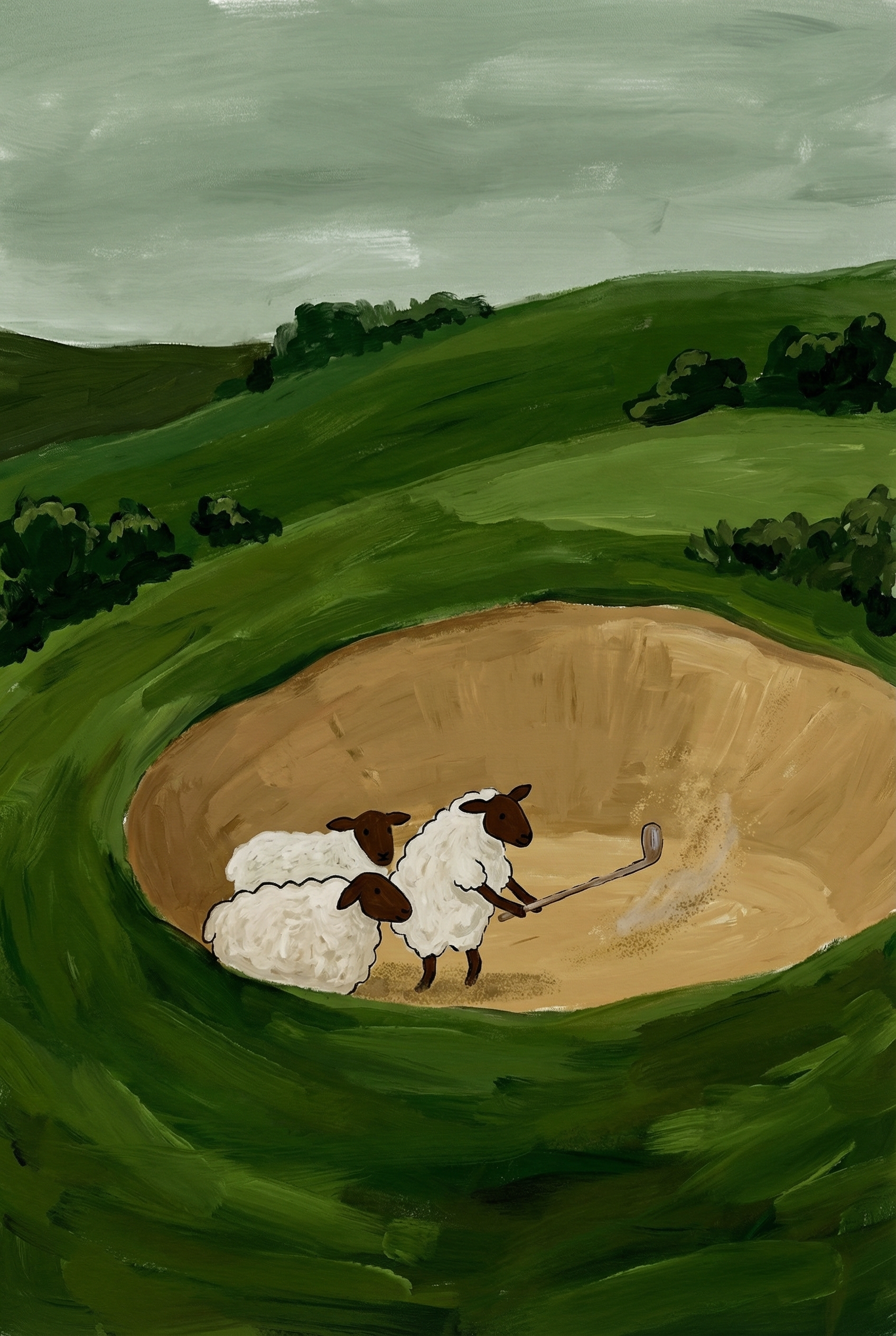 Sand Bunker Woolly Sheep Wall Art - Woolly Sand Trap