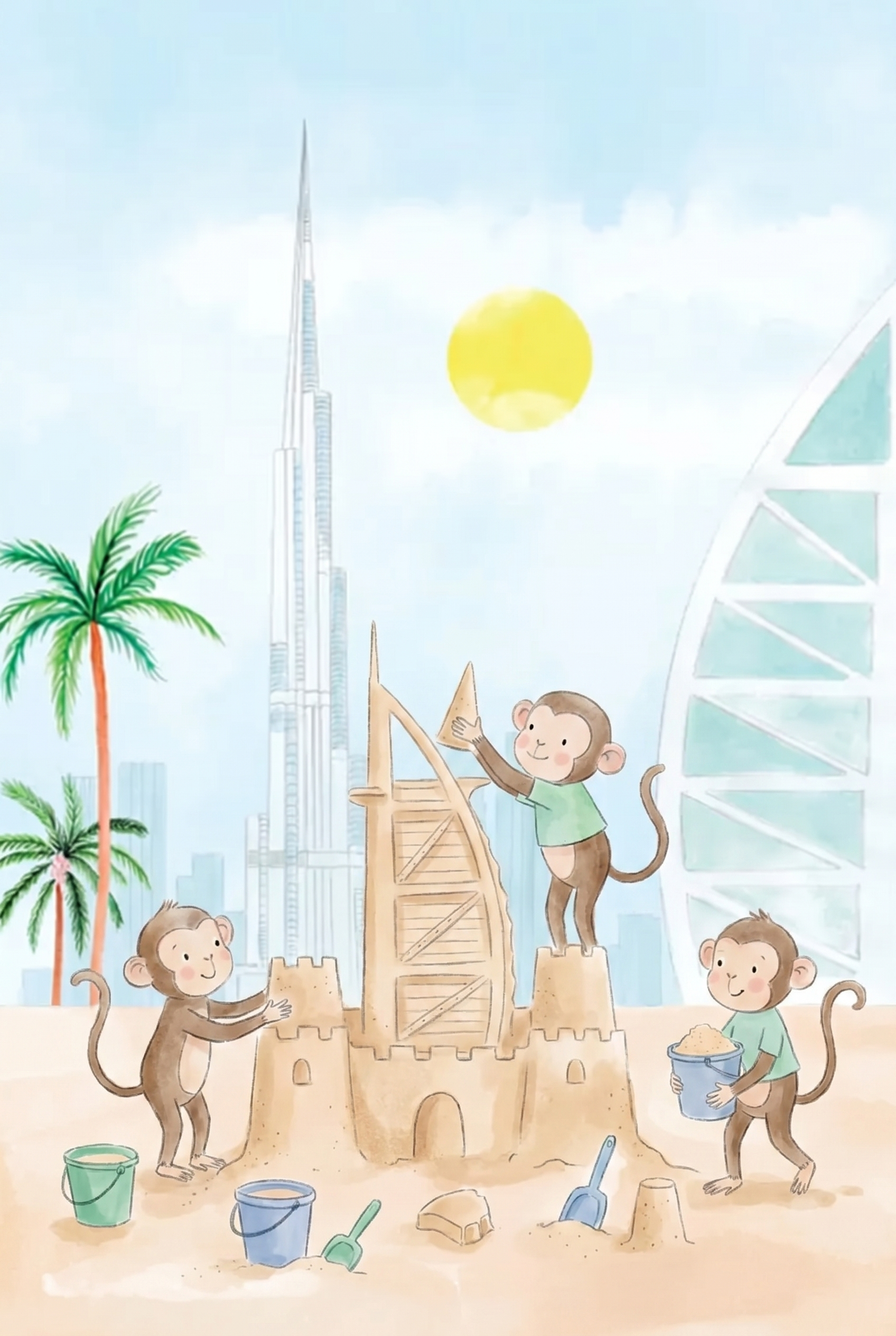 Sandcastle Beach Monkey Wall Art - Little Beach Builders