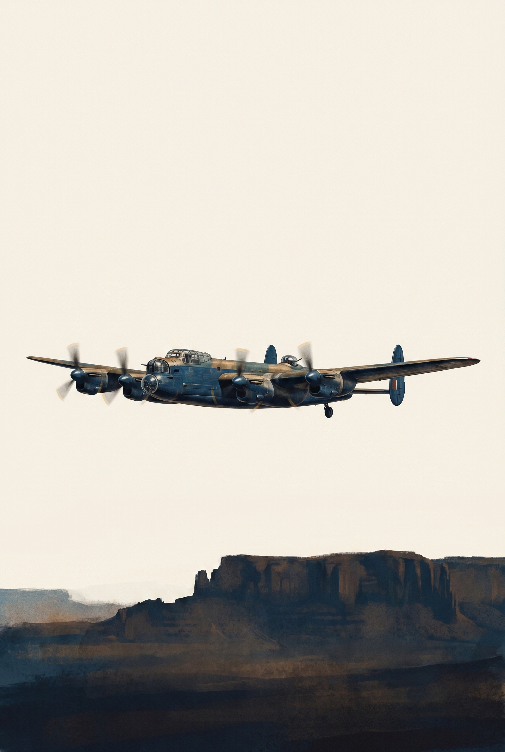 Sandstone Mesa Vintage Airplane Print - Desert Sky Mission