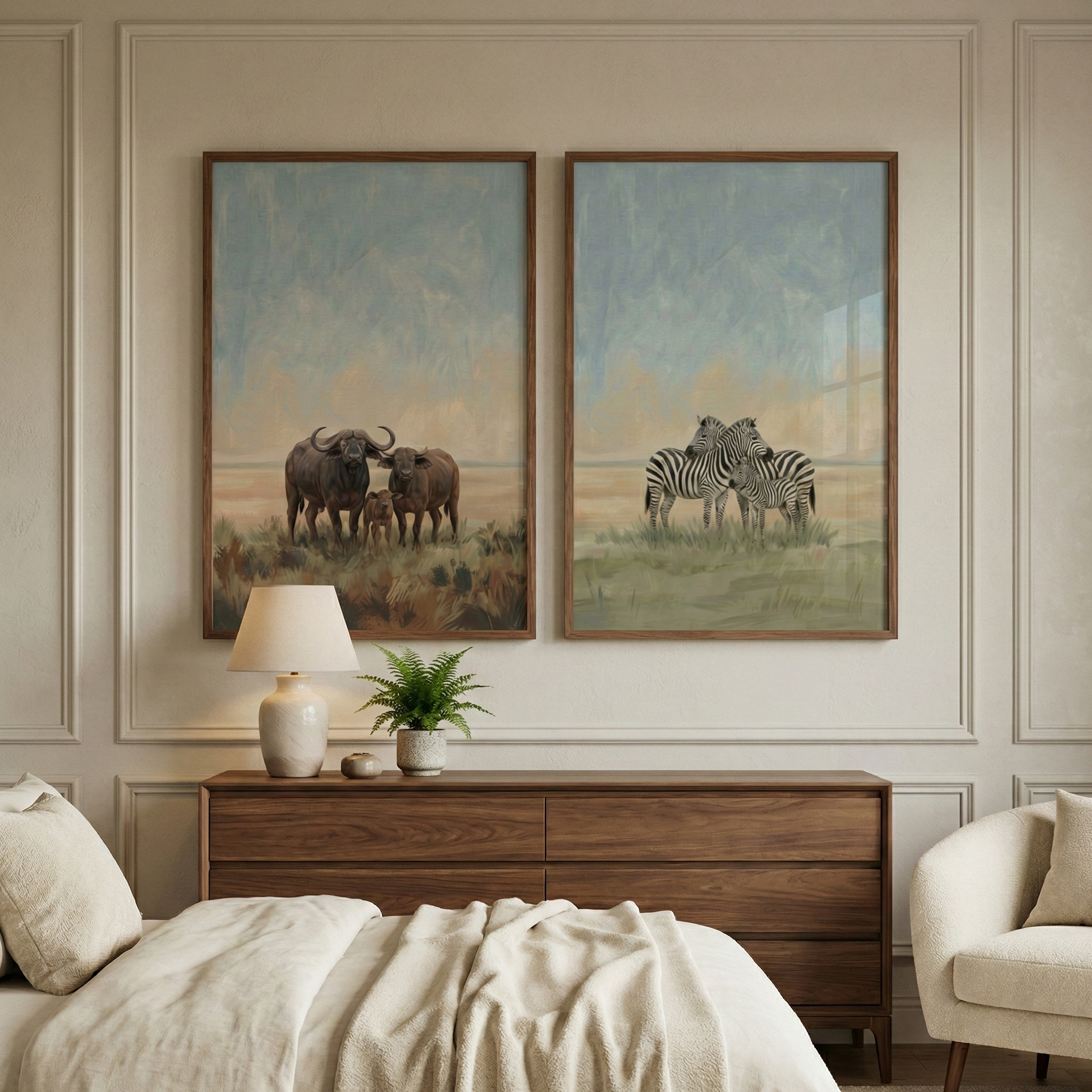 Savanna Baby Animal Nursery Wall Art Set of 2 - Wilderness Family Bonds
