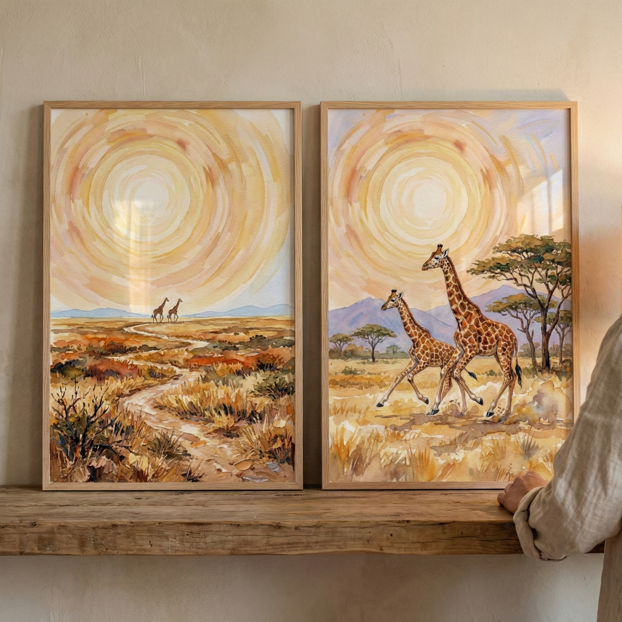 Savanna Giraffe Print Set of 2 - Wild Giraffe Horizon