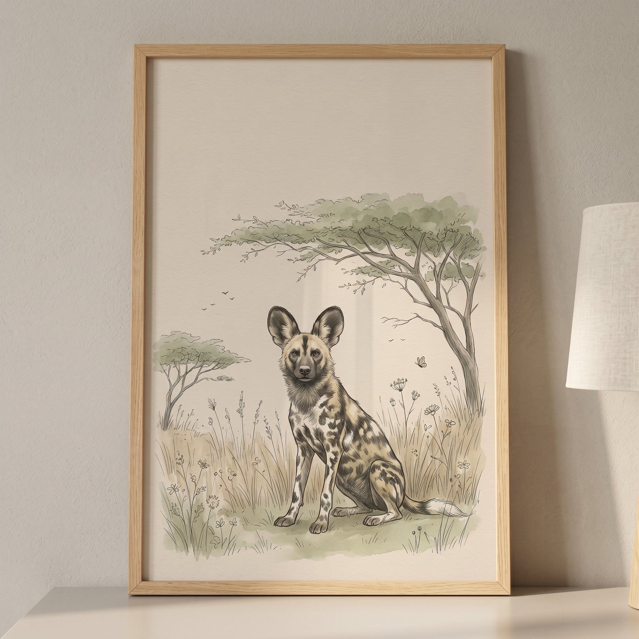 Savanna Landscape Wild Dog Wall Art - Savanna Sentry