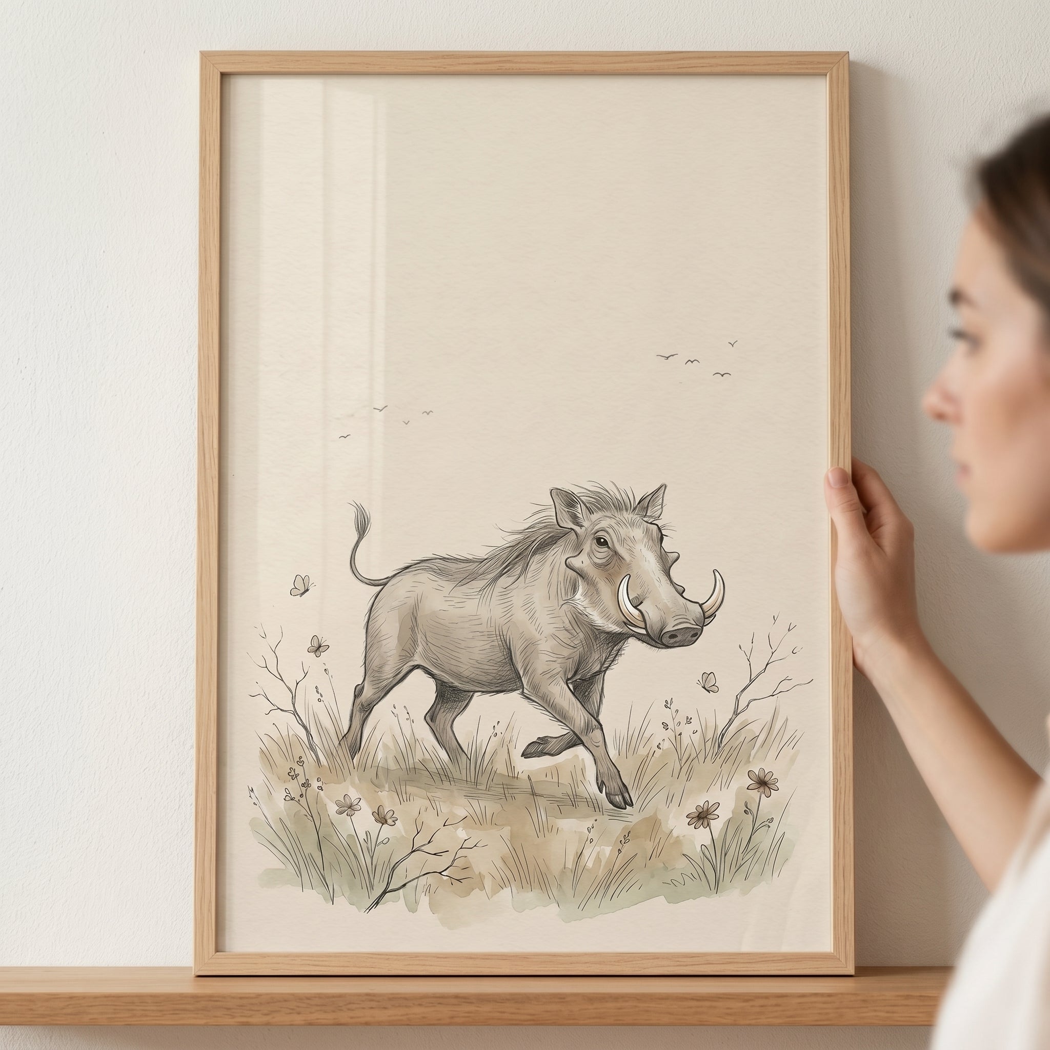 Savanna Safari Animal Warthog Wall Art - Wild Tusk Trot