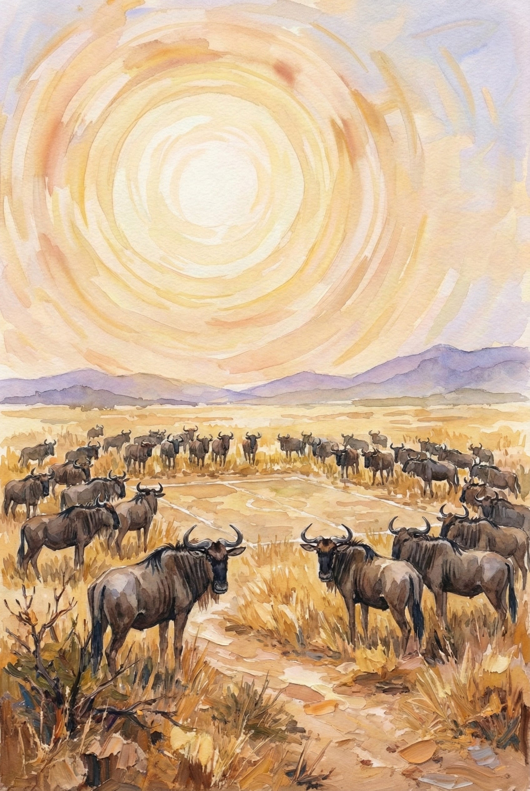 Savannah Wildebeest Wall Art - Golden Plains Gathering