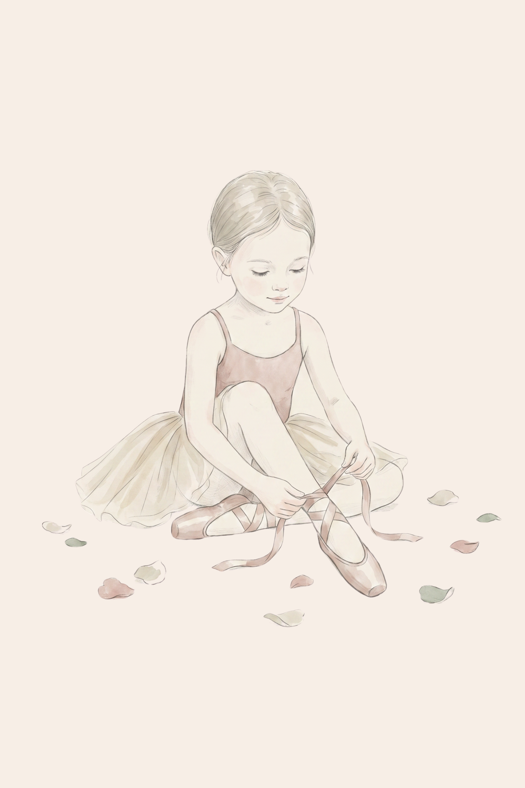 Scattered Petal Seated Ballerina Wall Art - Little Ballerina Dreams