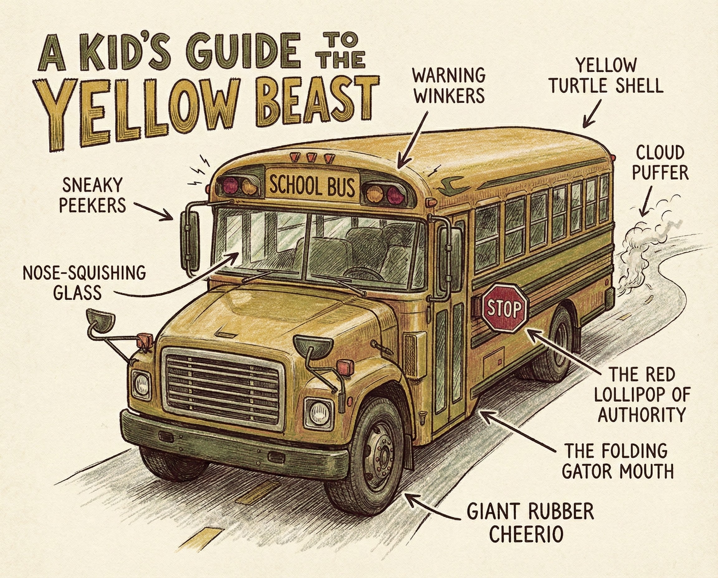 Daily Adventure Bus - School Bus Framed Wall Art for Nursery, Playroom or Kids Bedrooms