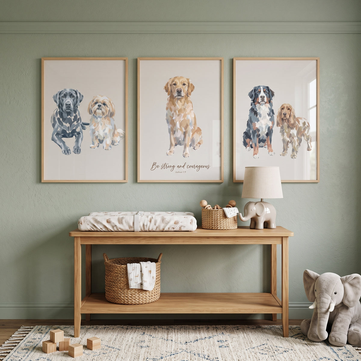 Scripture Multi Breed Dogs Wall Art Set of 3 - Scripture Canine Trio