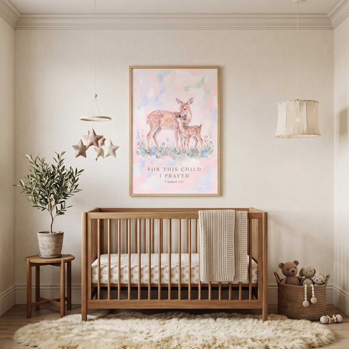 Scripture Quote Baby Deer Bible Wall Art - Child Of Prayer