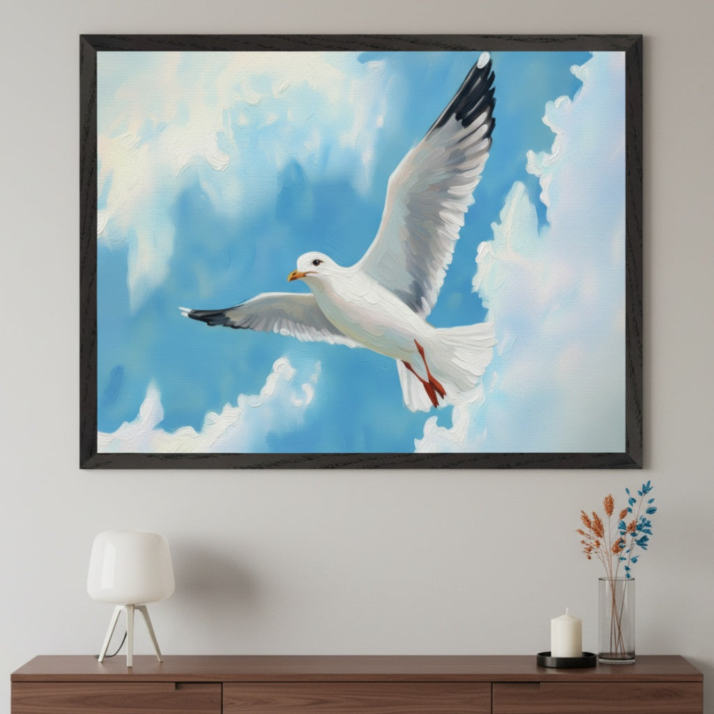 Skyward Grace - Seagull Wall Art for Living Room, Bedroom or Office