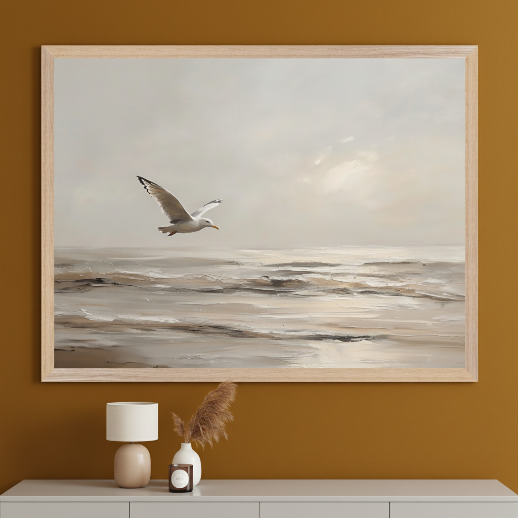 Pale Tide - Seagull Framed Wall Art for Living Room, Bedroom or Office