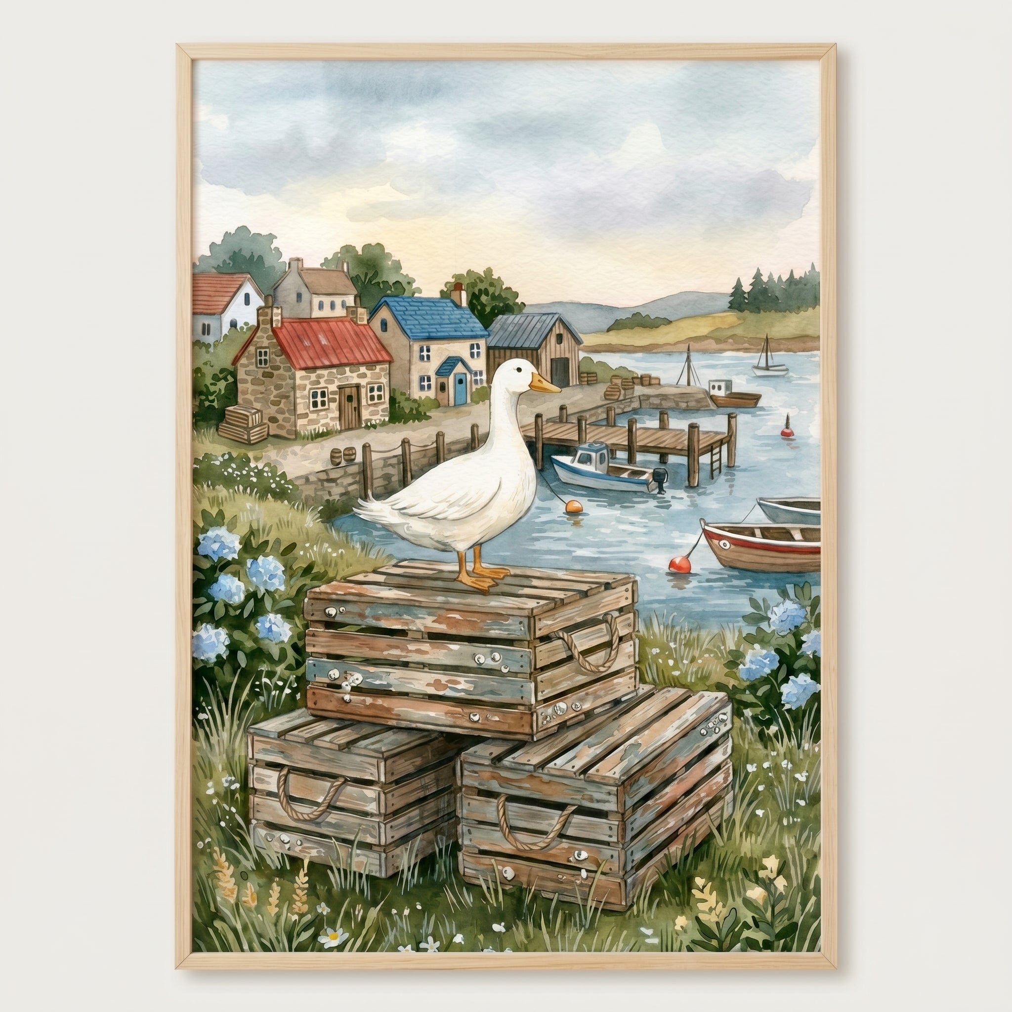 Seaside White Duck Wall Art - Rustic Harbor Duck