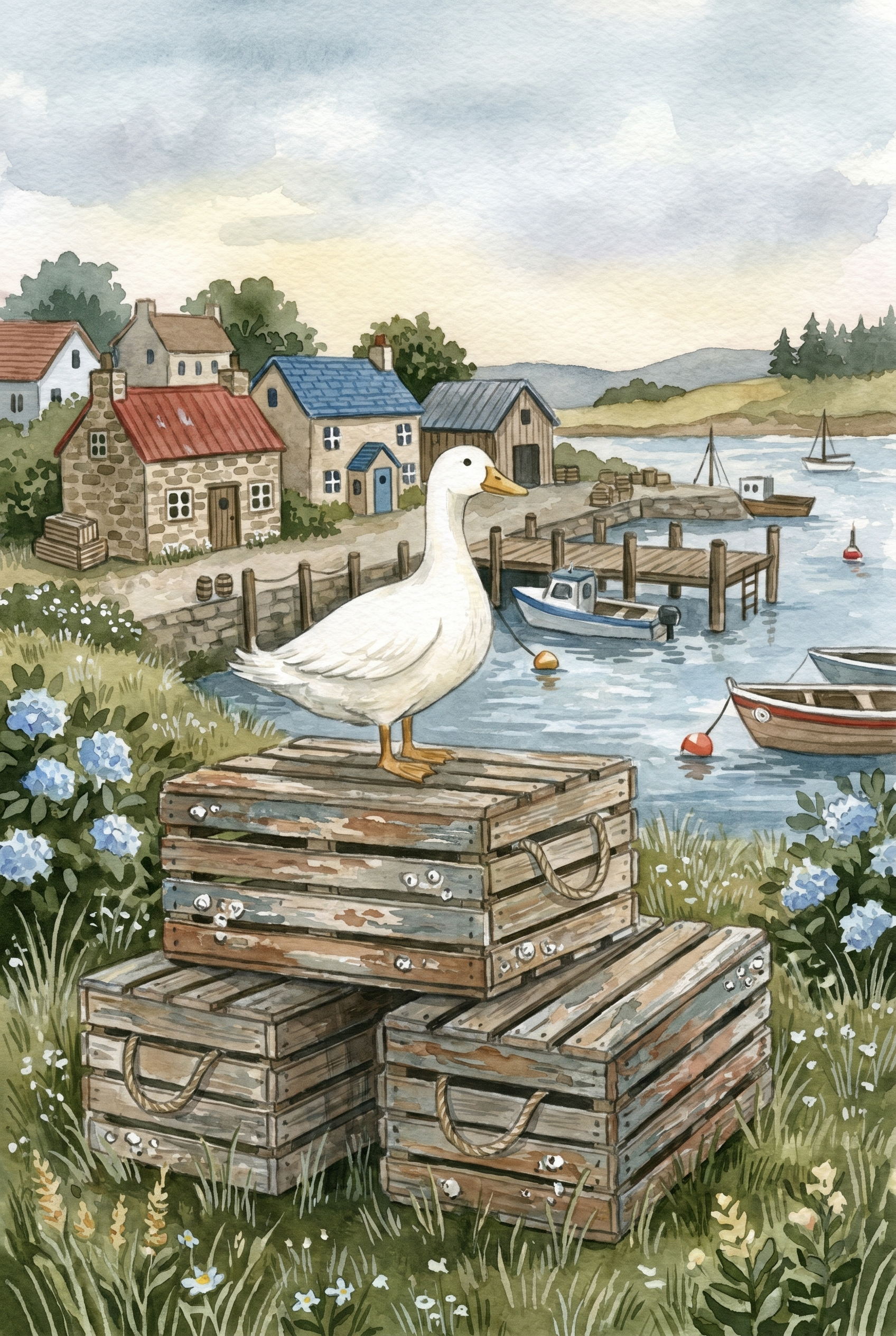 Seaside White Duck Wall Art - Rustic Harbor Duck
