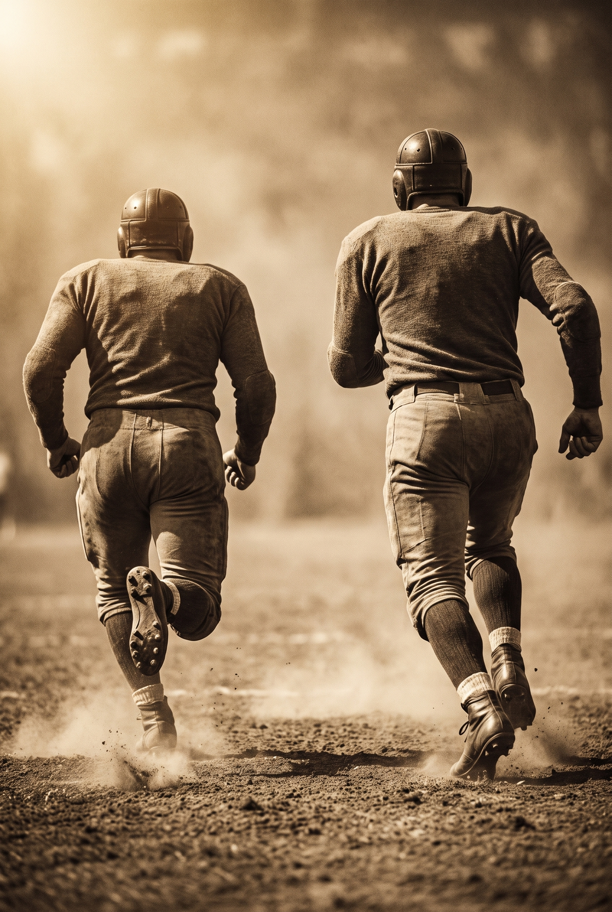 Sepia Action Football Player Sports Wall Art - Gridiron Legacy