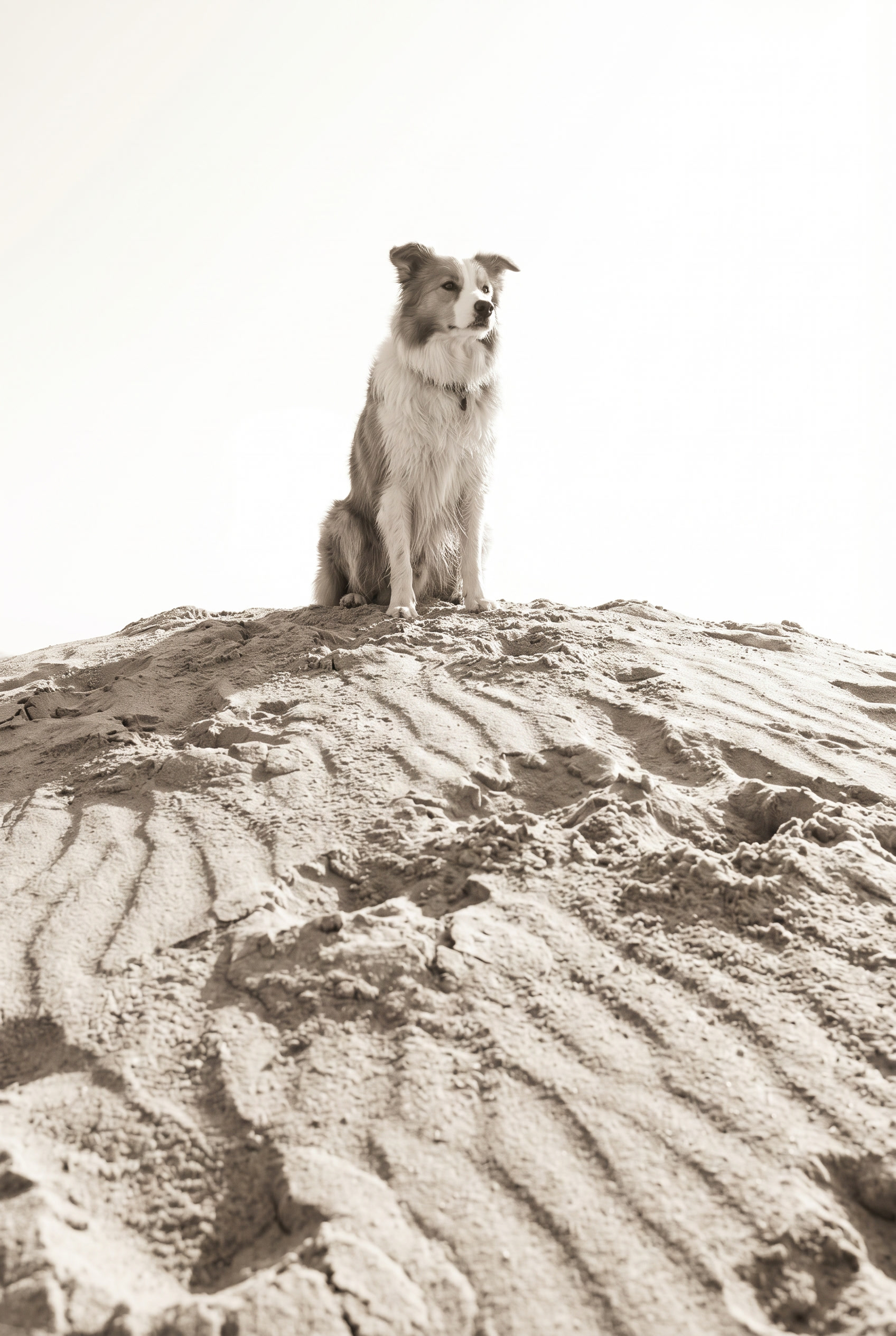 Sepia Dune Border Collie Wall Art - Desert Dune Guardian